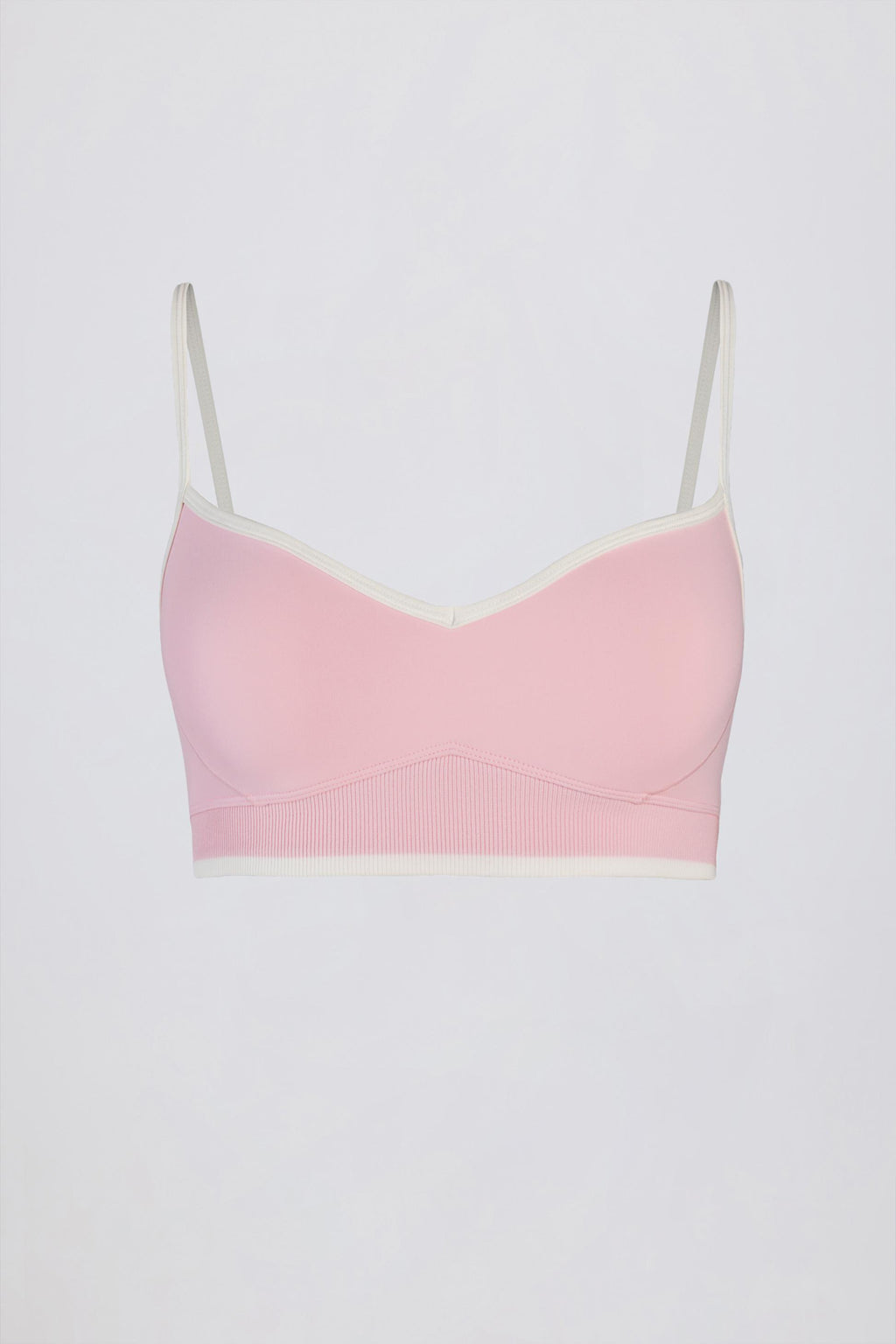 Soft Active Sweetheart-neck Contrast Sports Bra In Powder Pink