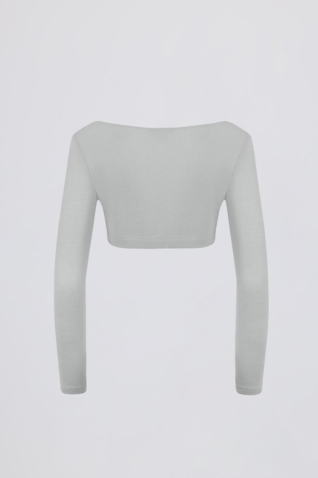Brushed Jersey V-neck Crop Top In Fog Grey