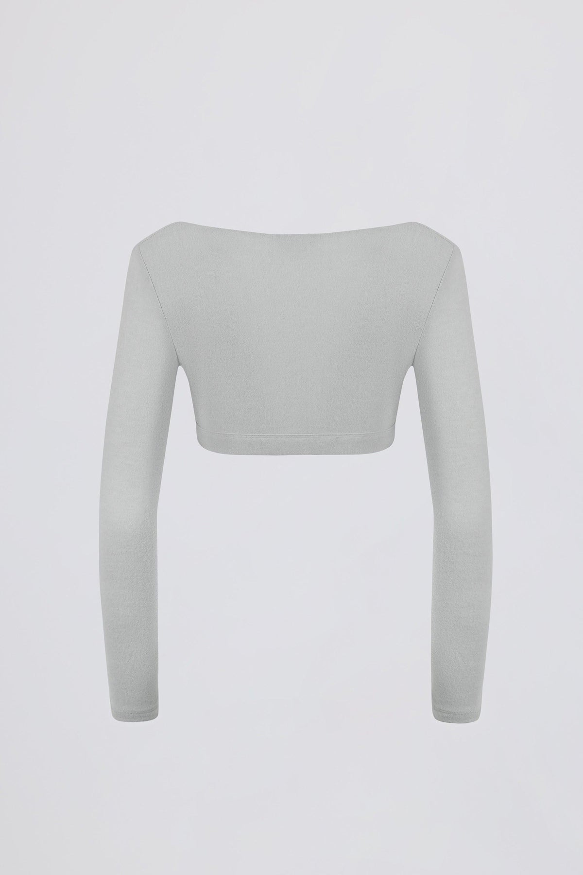 Brushed Jersey V-neck Crop Top In Fog Grey