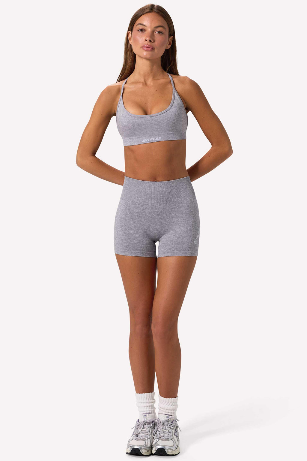 Super Sculpt Seamless Backless Sports Bra In Grey Marl