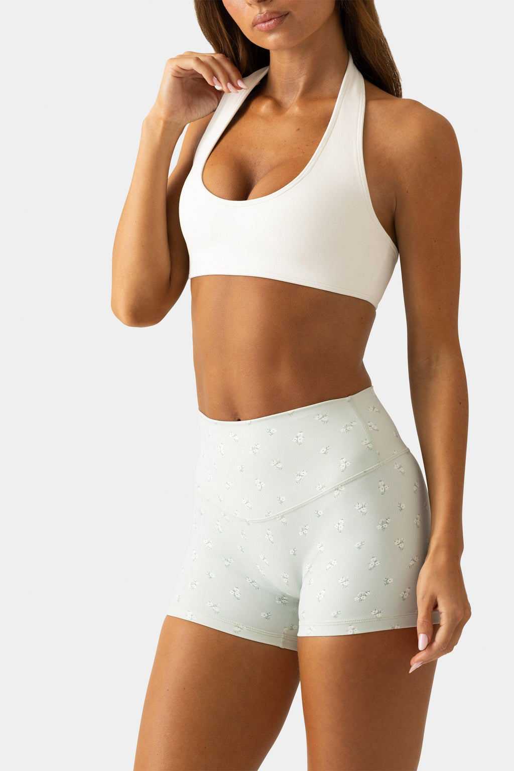 Soft Active Mini Shorts in Matcha Meadow