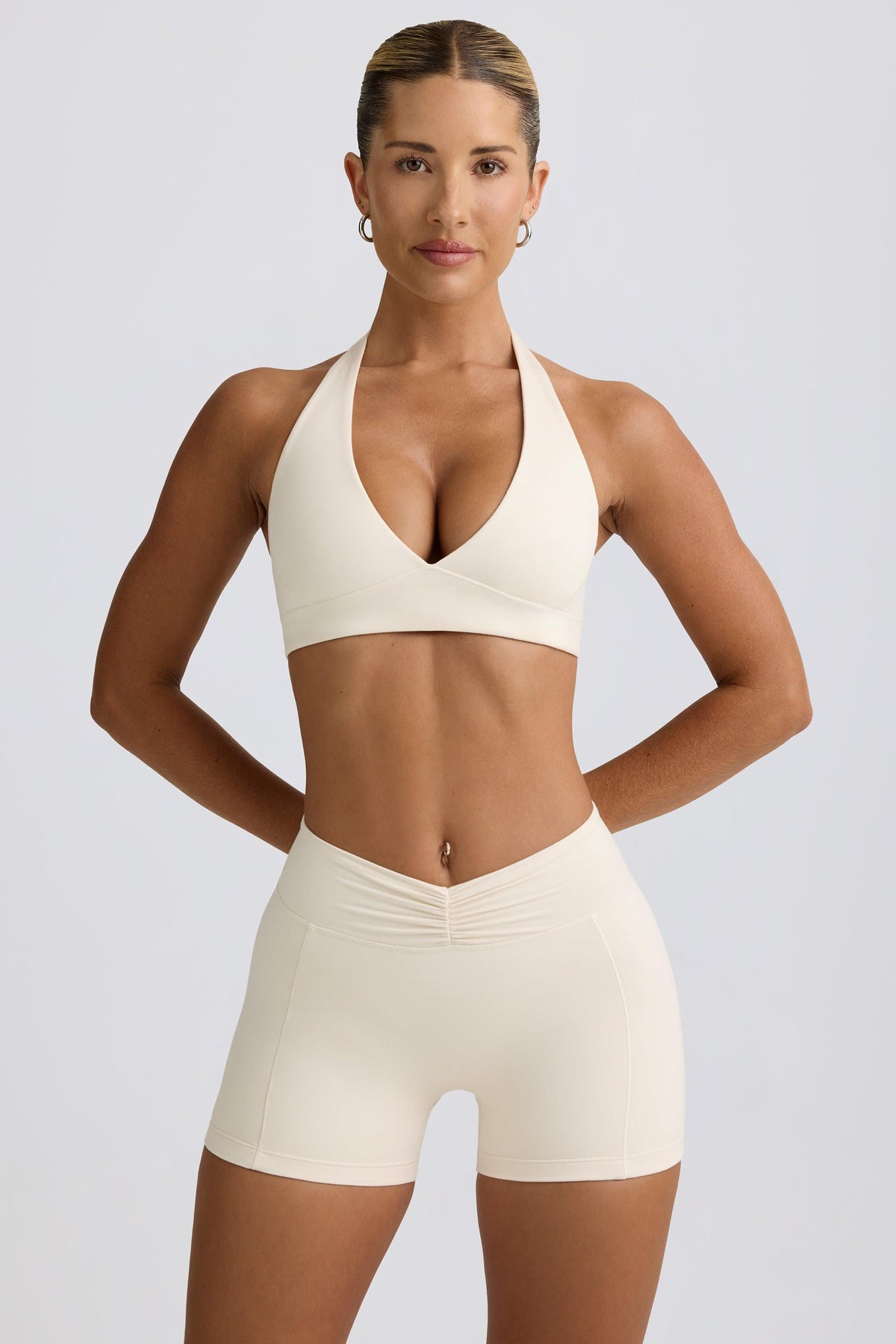 Ruched Mini Shorts In Vanilla