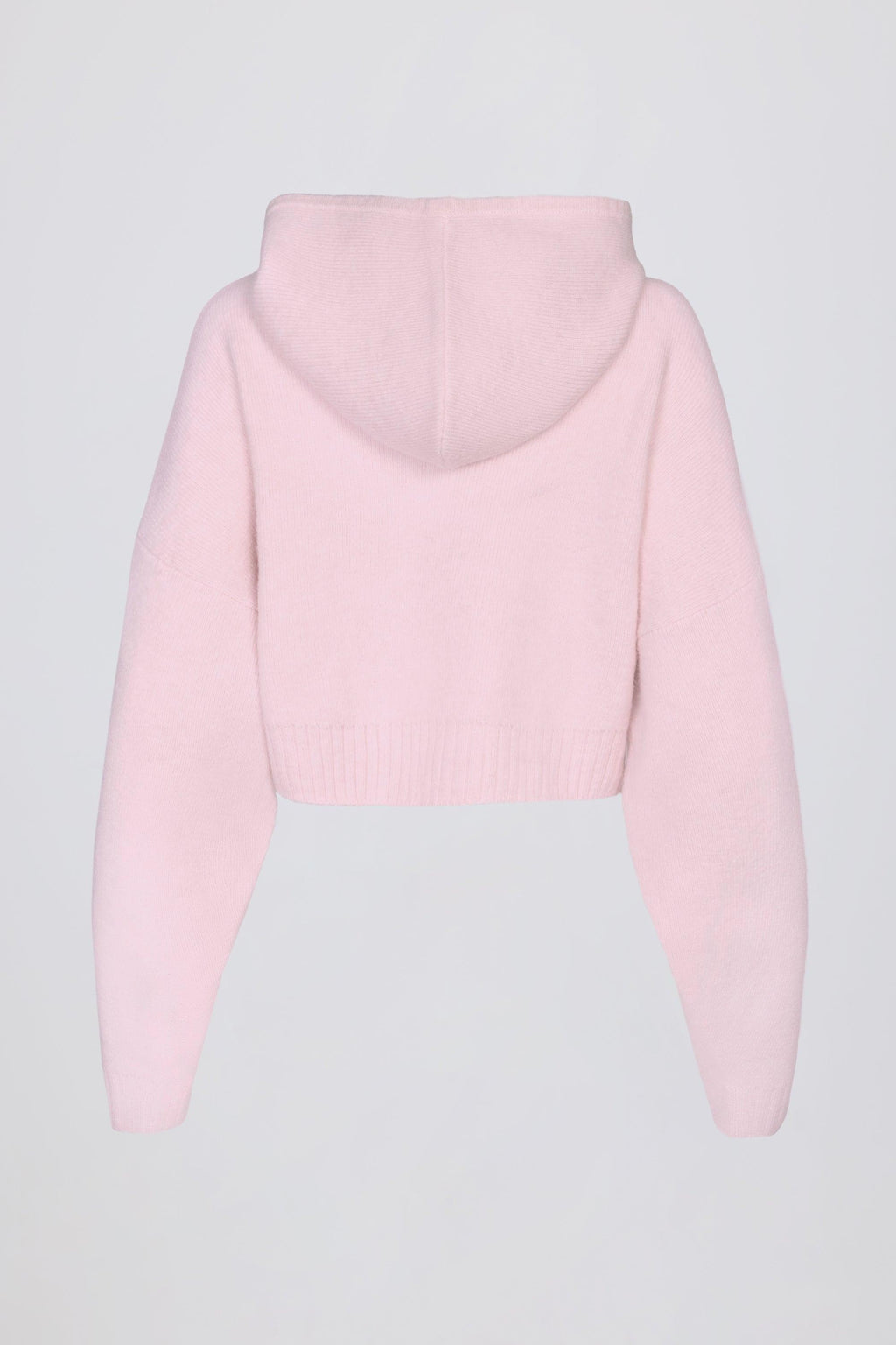 Soft Knit Zip-up Cropped Hoodie In Soft Pink