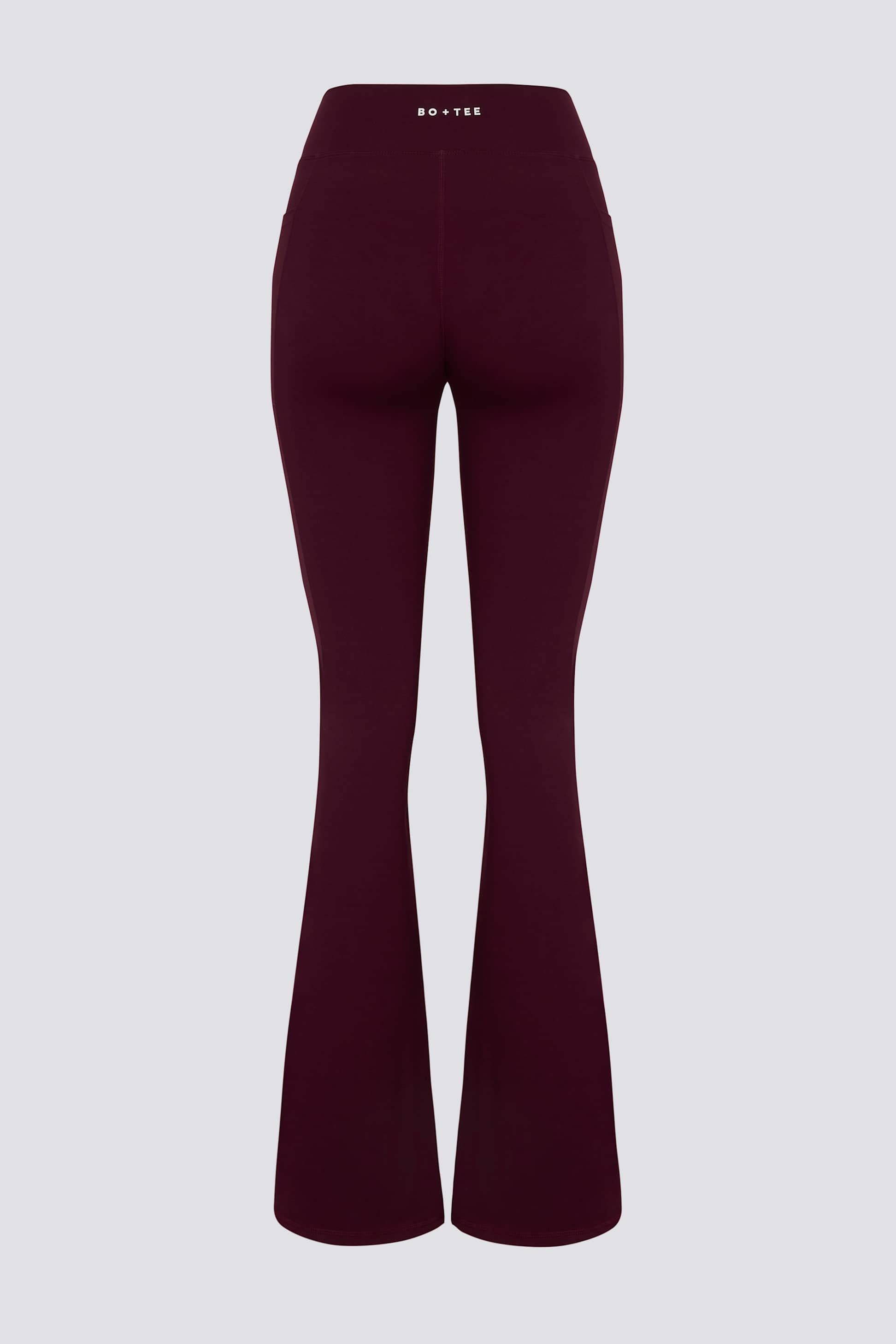 Soft Active V-waist Pocket Flared Leggings In Burgundy