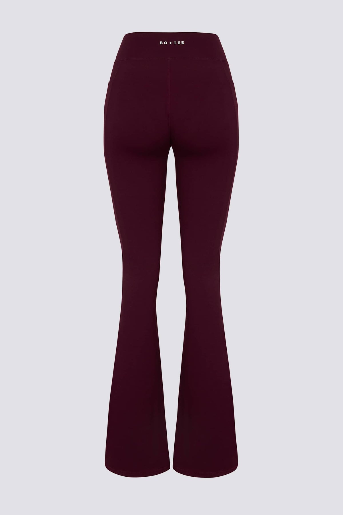 Soft Active V-waist Pocket Flared Leggings In Burgundy