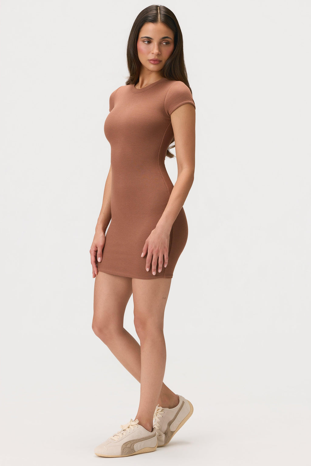 Buttercloud™ Cap Sleeve Mini Dress In Cocoa