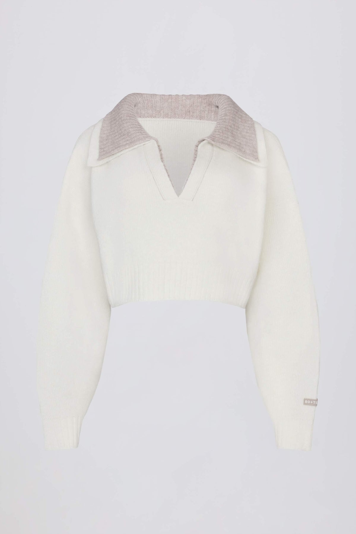 Soft Knit Layered Collar Cropped Jumper In Ivory