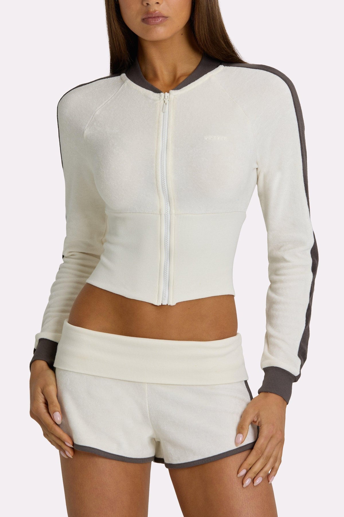 Terry Foldover Waist Shorts In Coconut