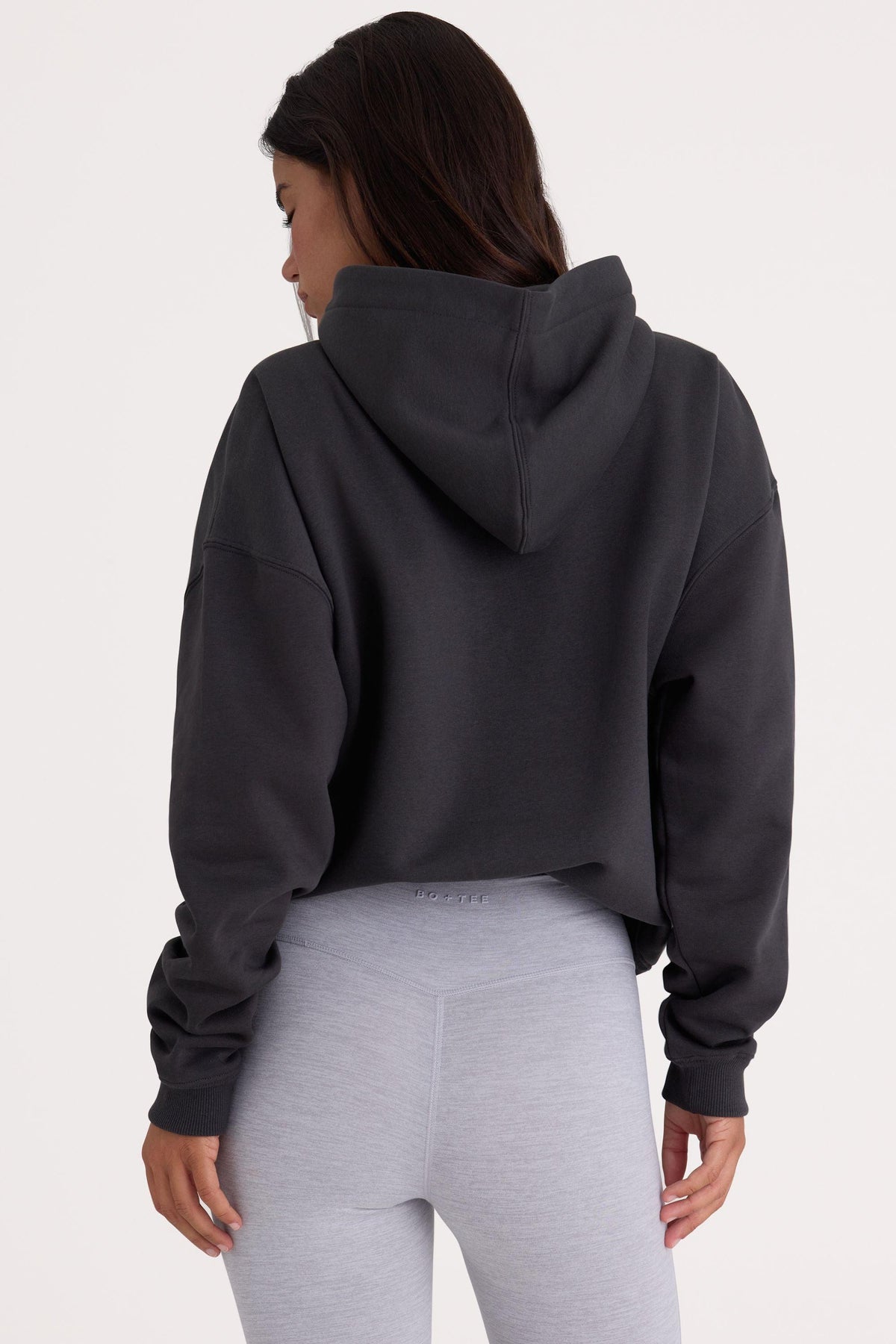 Soft Cotton Fleece Oversized Hoodie In Black