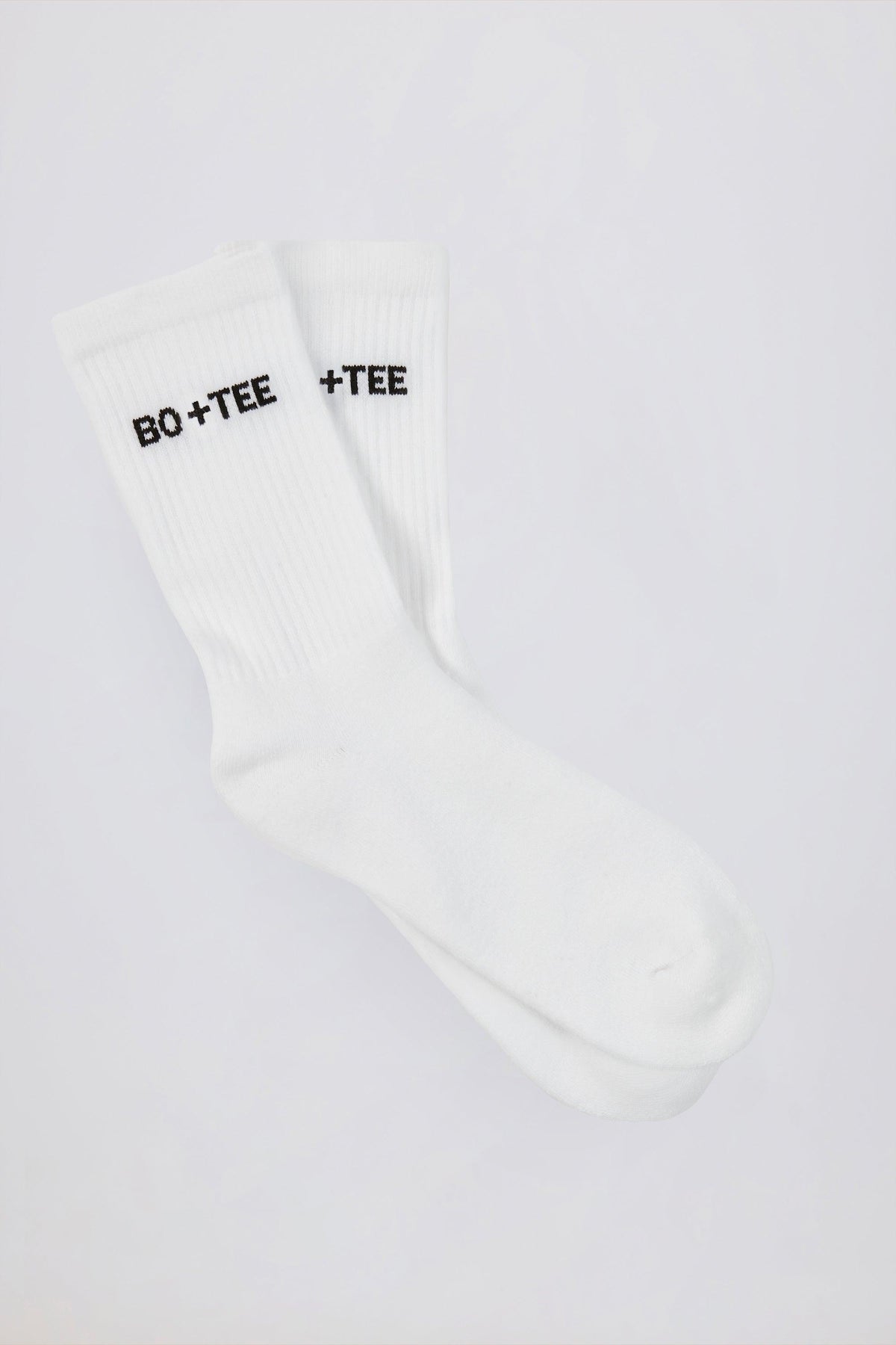 Ribbed Half-crew Socks In White