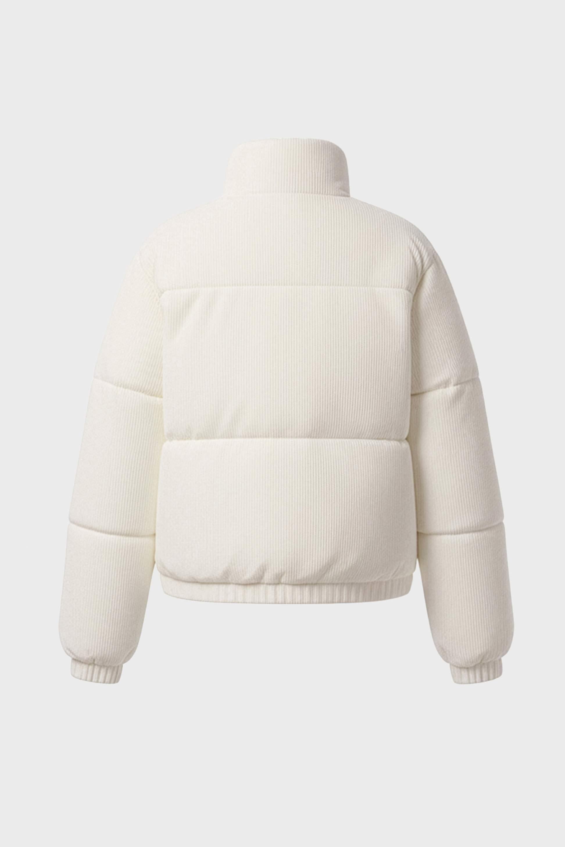 Corduroy Quilted Puffer Jacket In Ivory