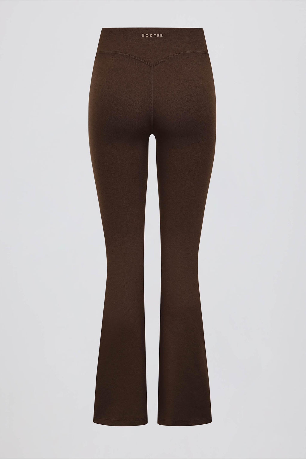 Brushed Jersey Ruched Flared Trousers In Pecan Marl