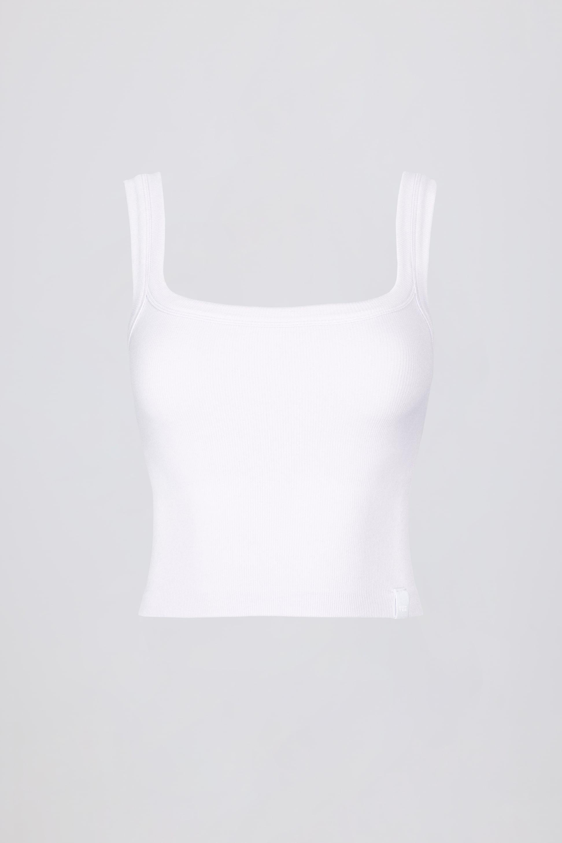 Seamless Soft Rib Square-neck Tank Top In White