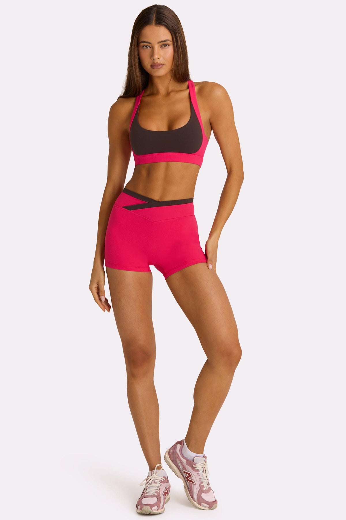 Soft Active Wrap Waist Shorts In Hot Pink