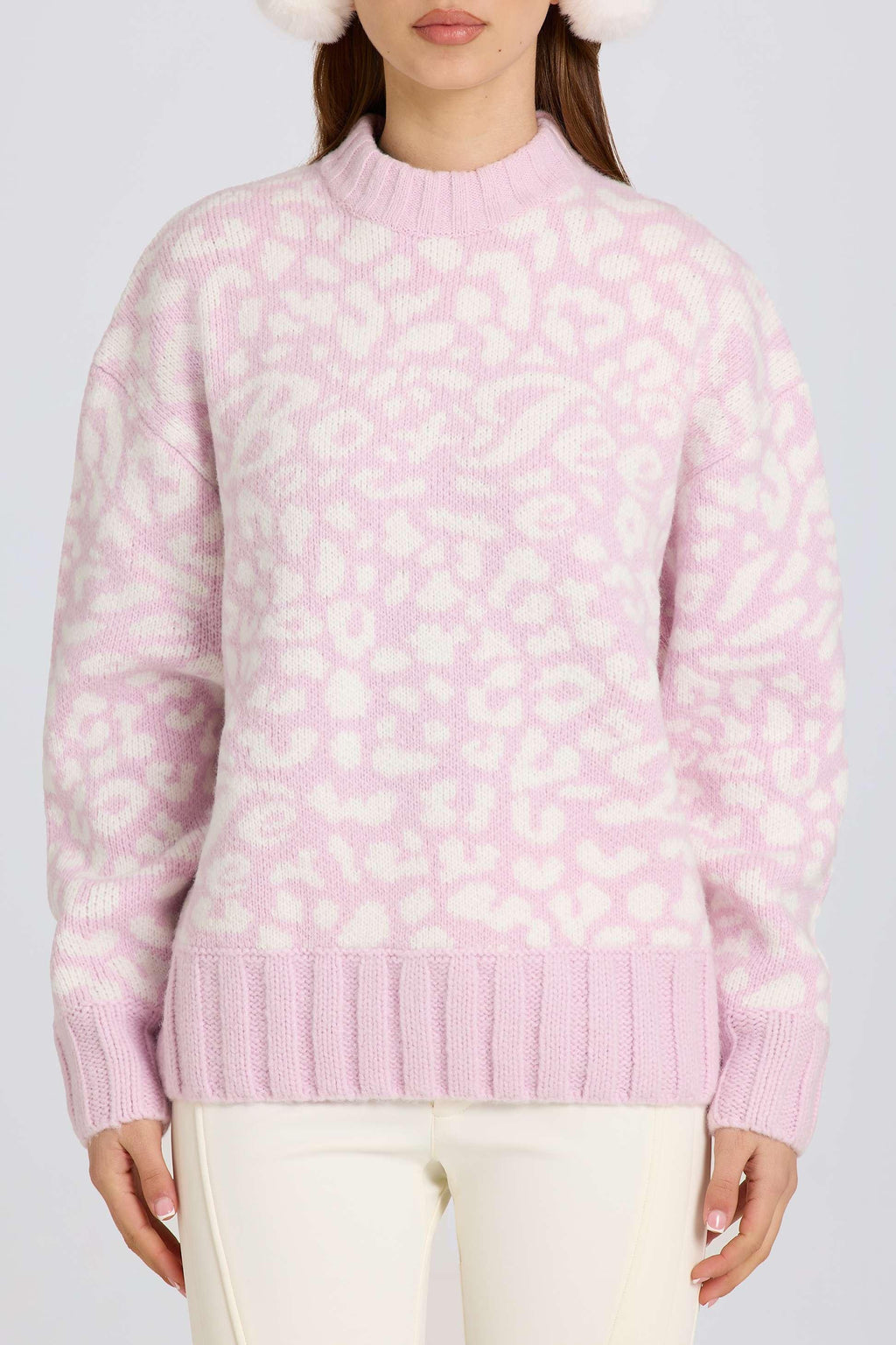 Jacquard-knit Oversized Jumper In Pink