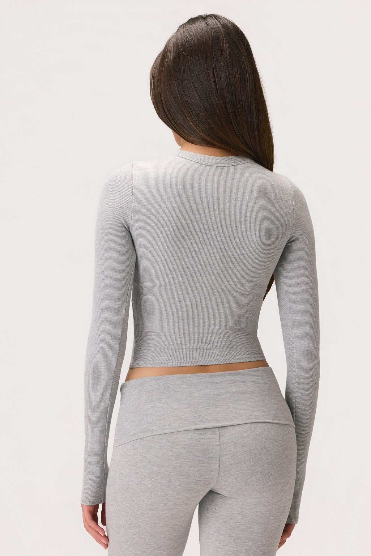 Buttercloud™ Long-sleeve Crop Top In Grey Marl