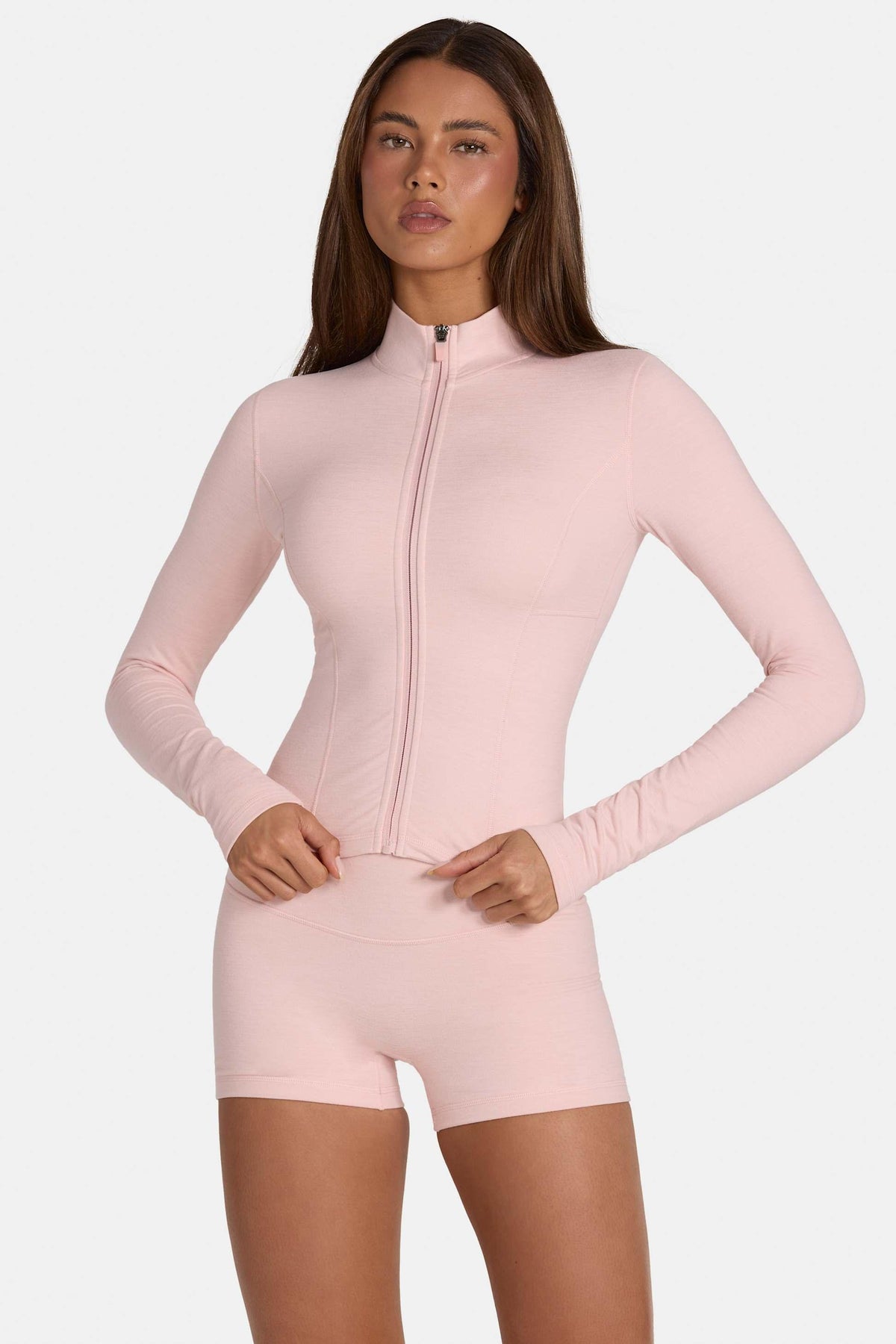 Soft Active Zip-up Jacket In Blush Marl