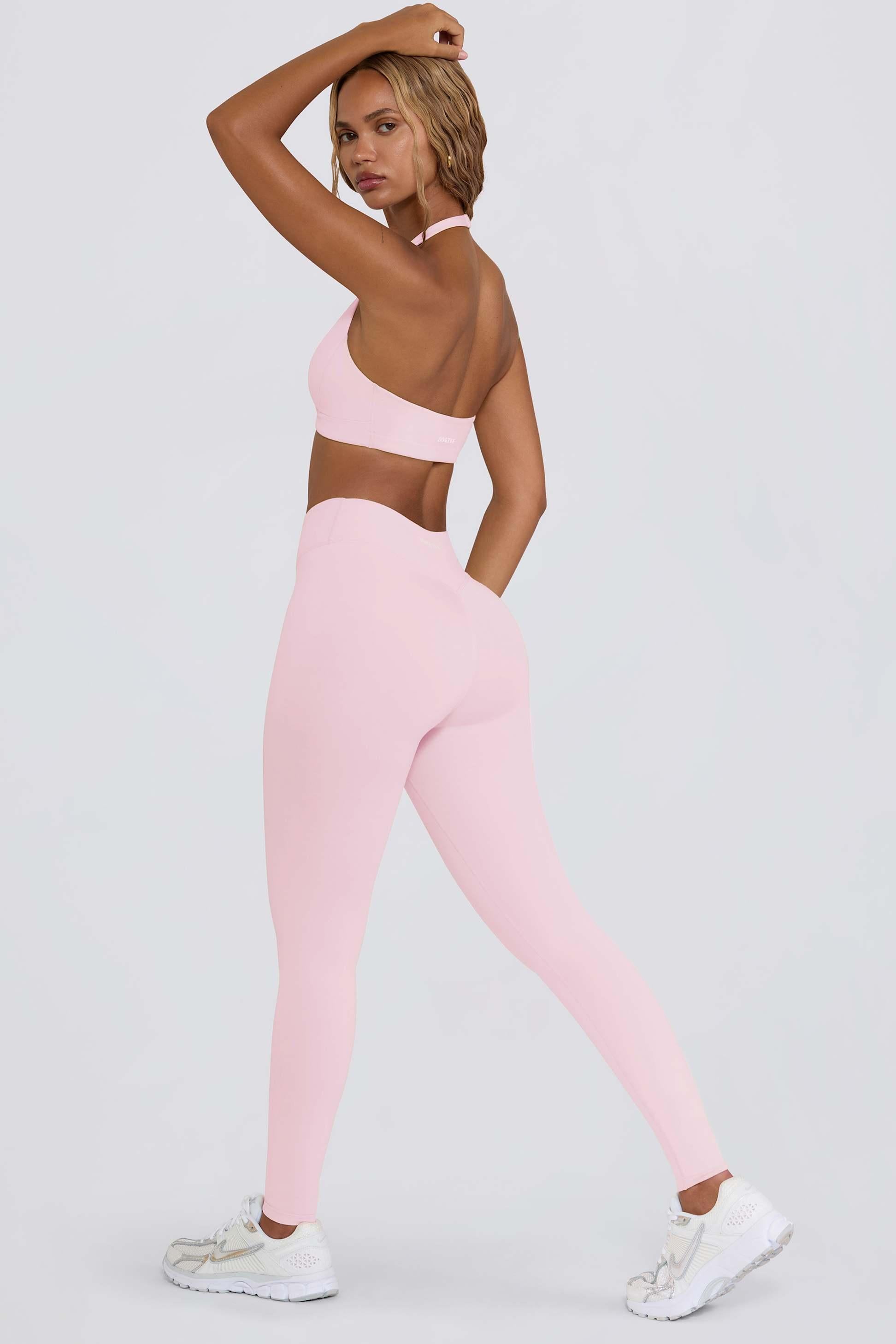 Brushed Jersey Ruched Mid-rise Leggings In Bloom