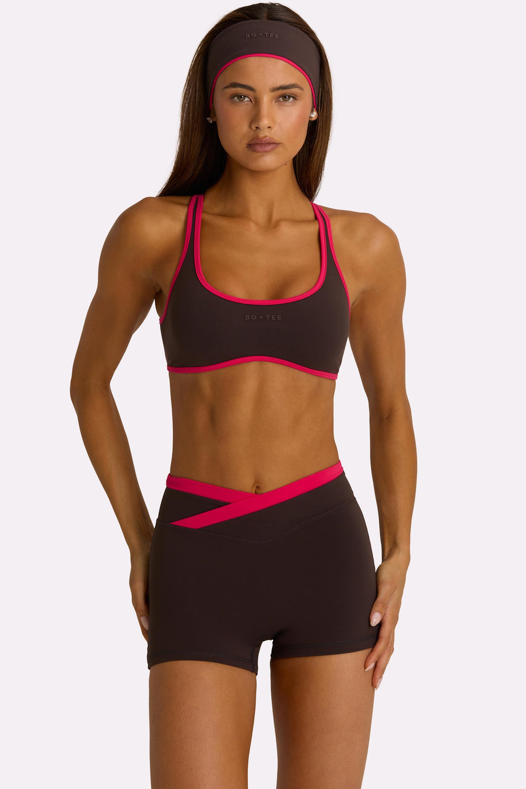 Soft Active Wrap Waist Shorts In Truffle
