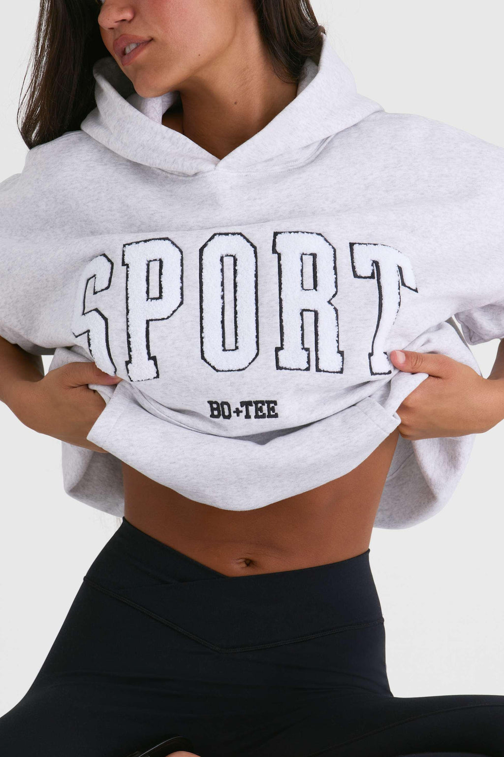 Soft Cotton Fleece Oversized Hoodie In Marl Grey