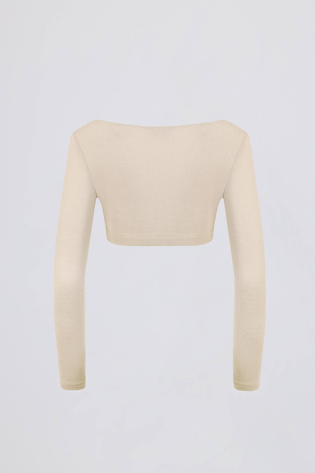 Brushed Jersey V-neck Crop Top In Ecru