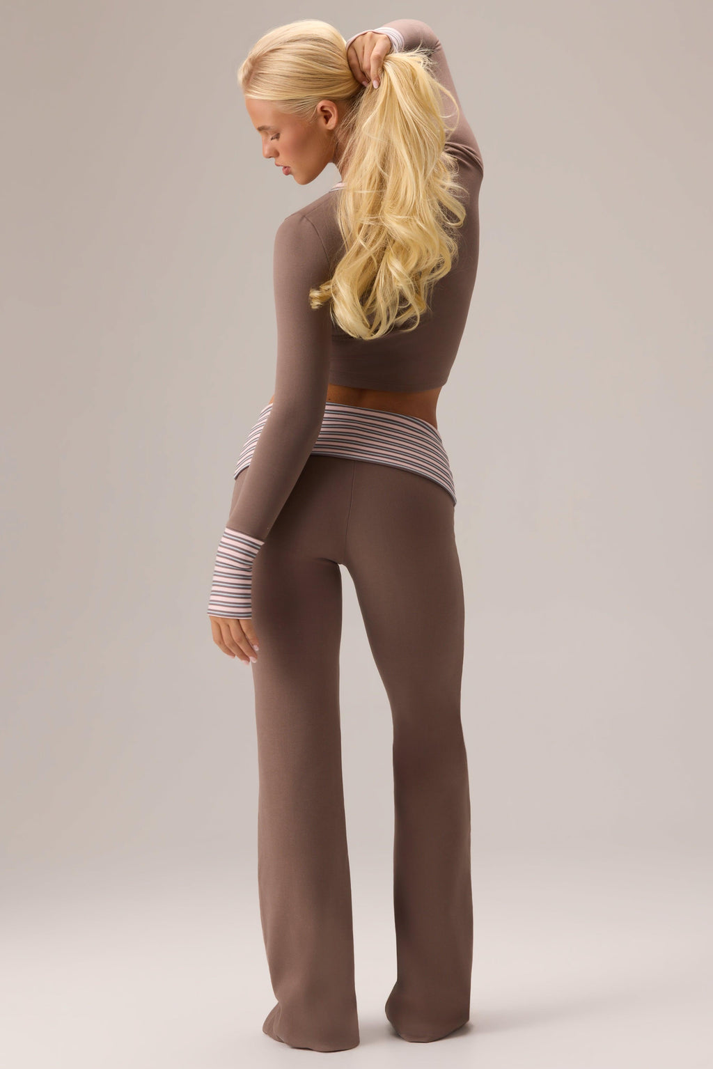 Plush Jersey Long-sleeve Top In Chestnut