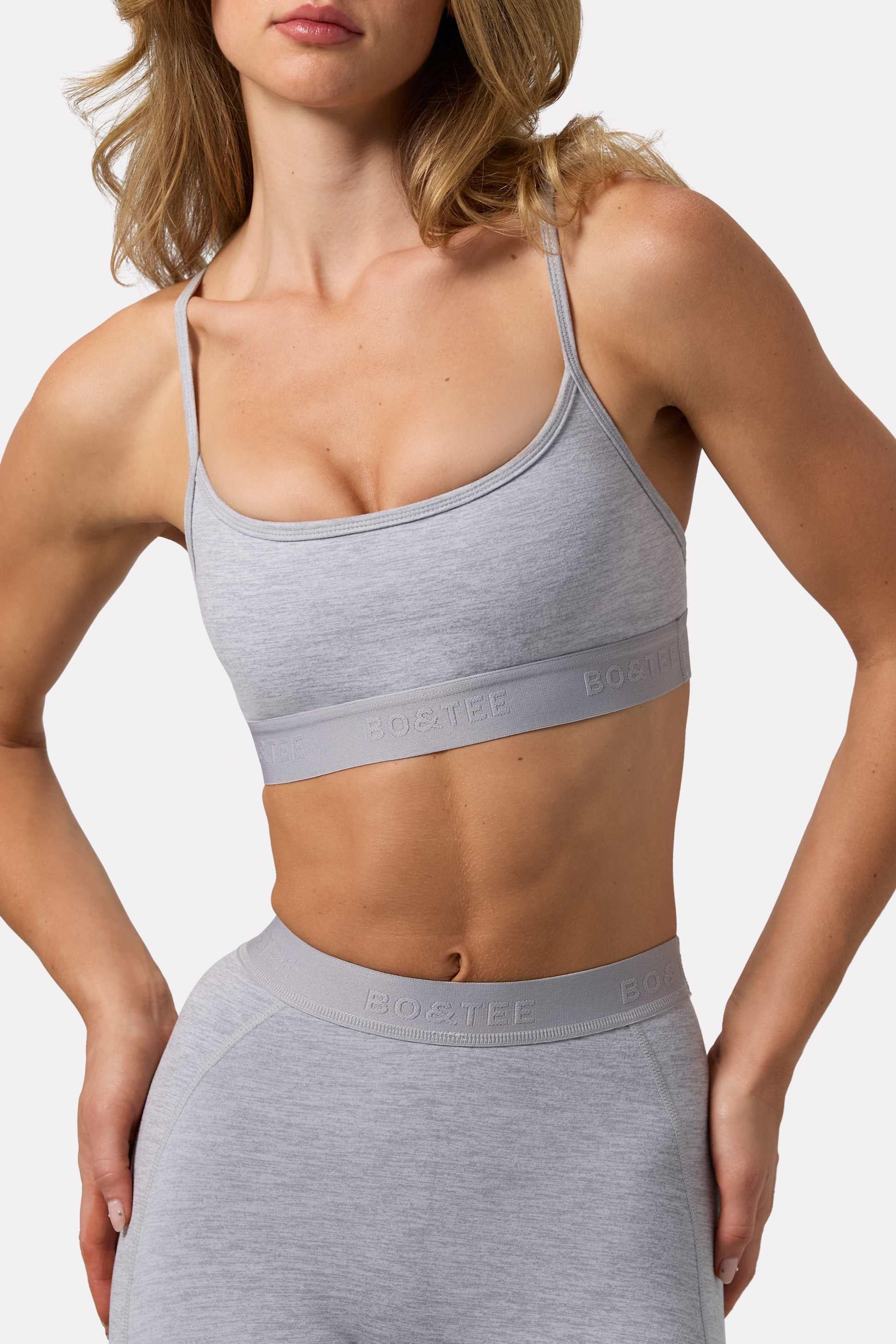 Soft Active Cross-back Sports Bra In Grey Marl