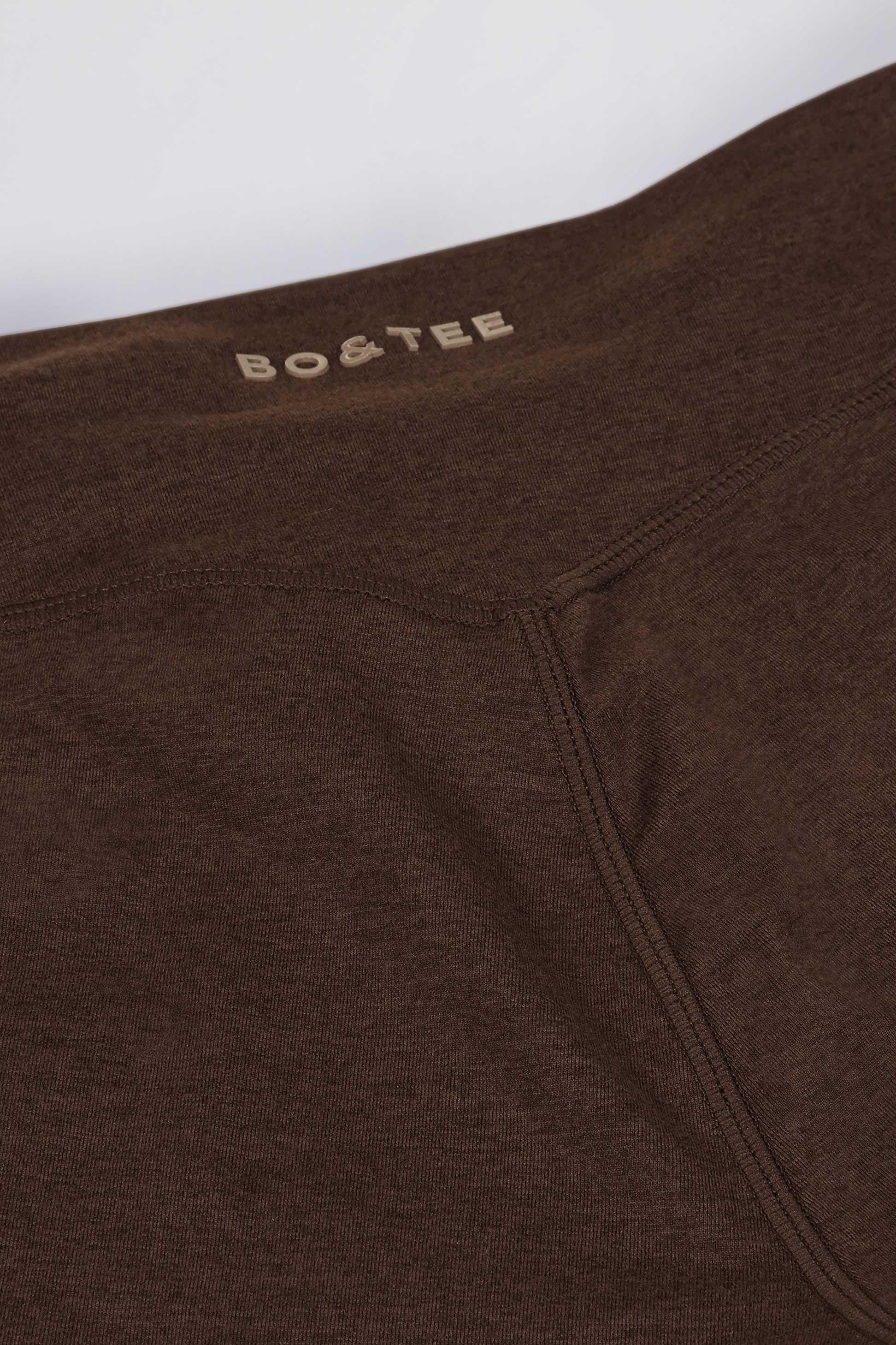 Brushed Jersey Ruched Flared Trousers In Pecan Marl