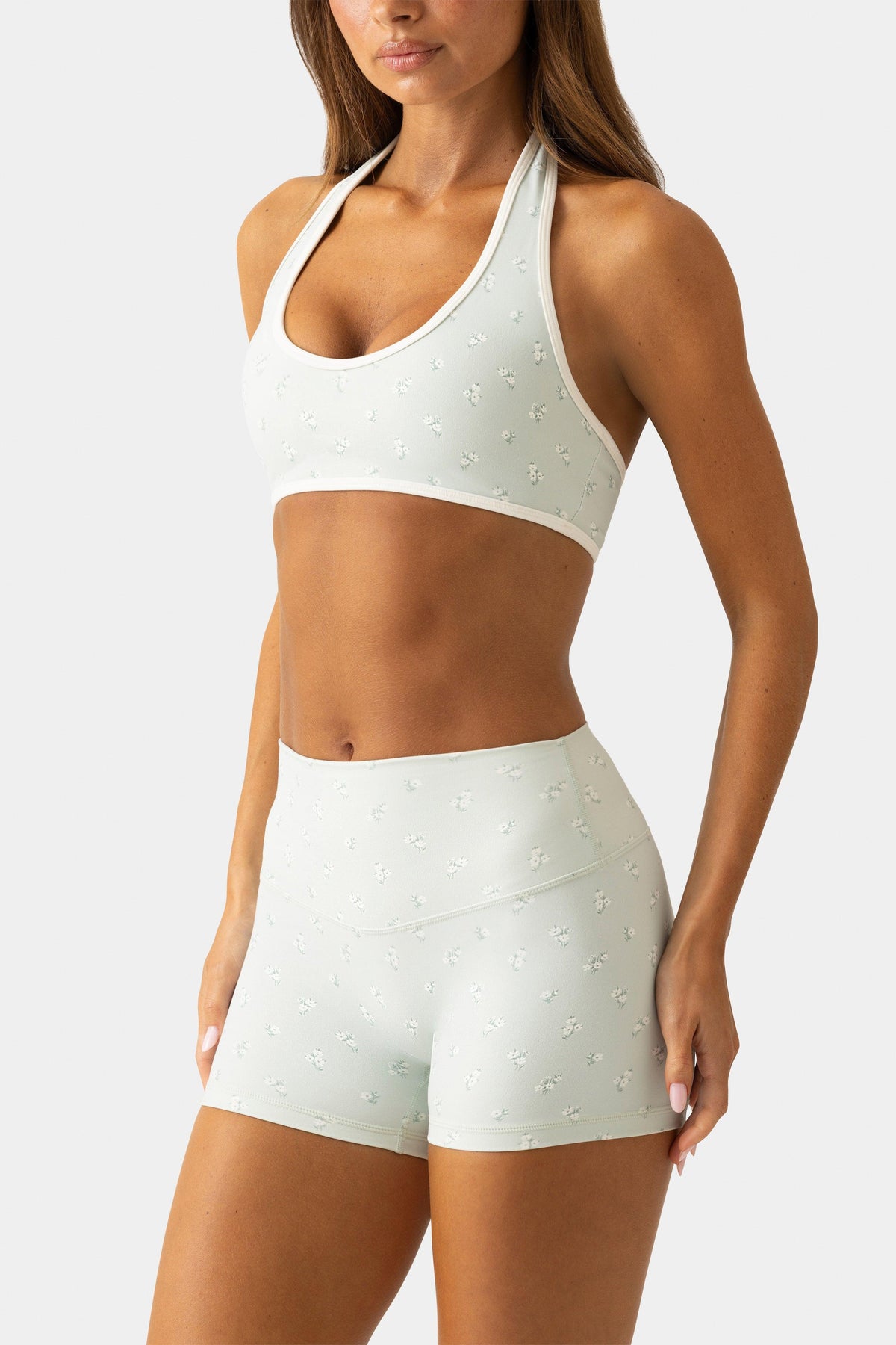 Soft Active Mini Shorts In Matcha Meadow