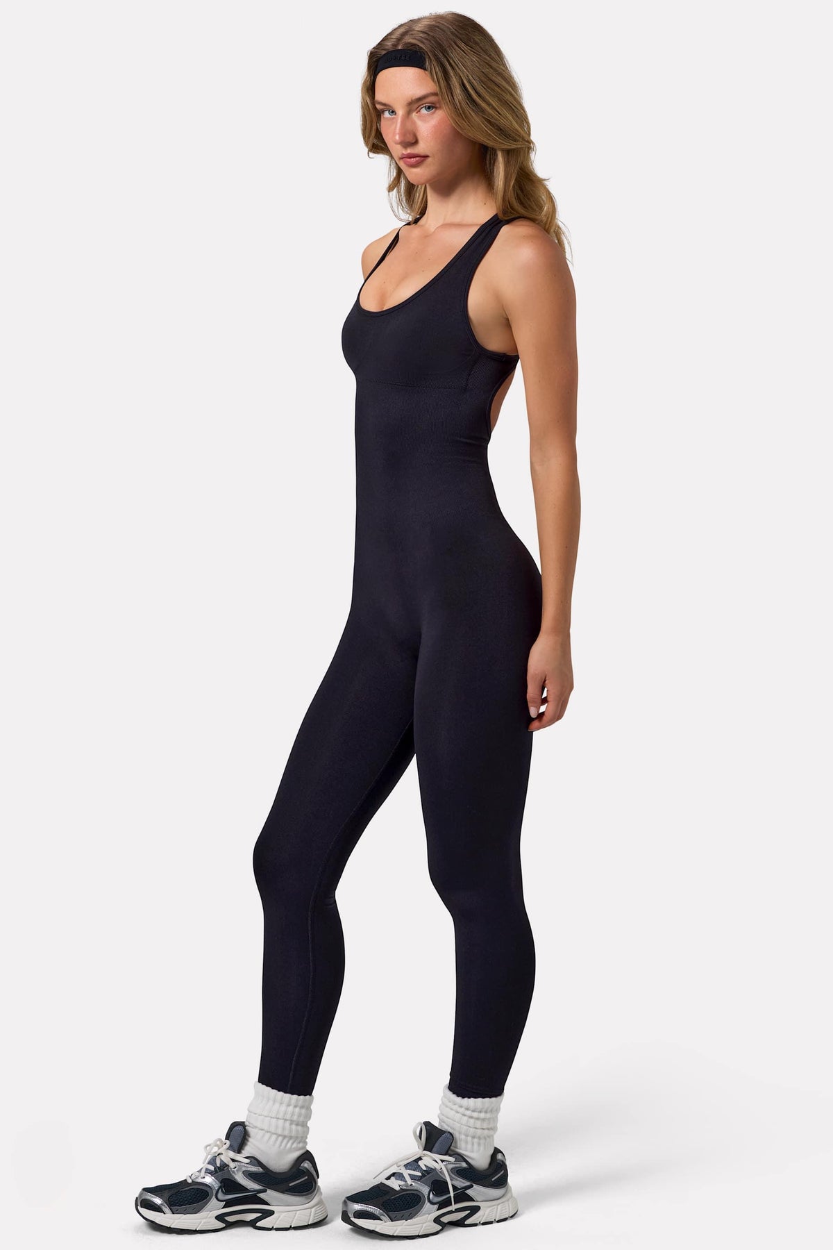 Open Back Define Luxe Unitard In Black