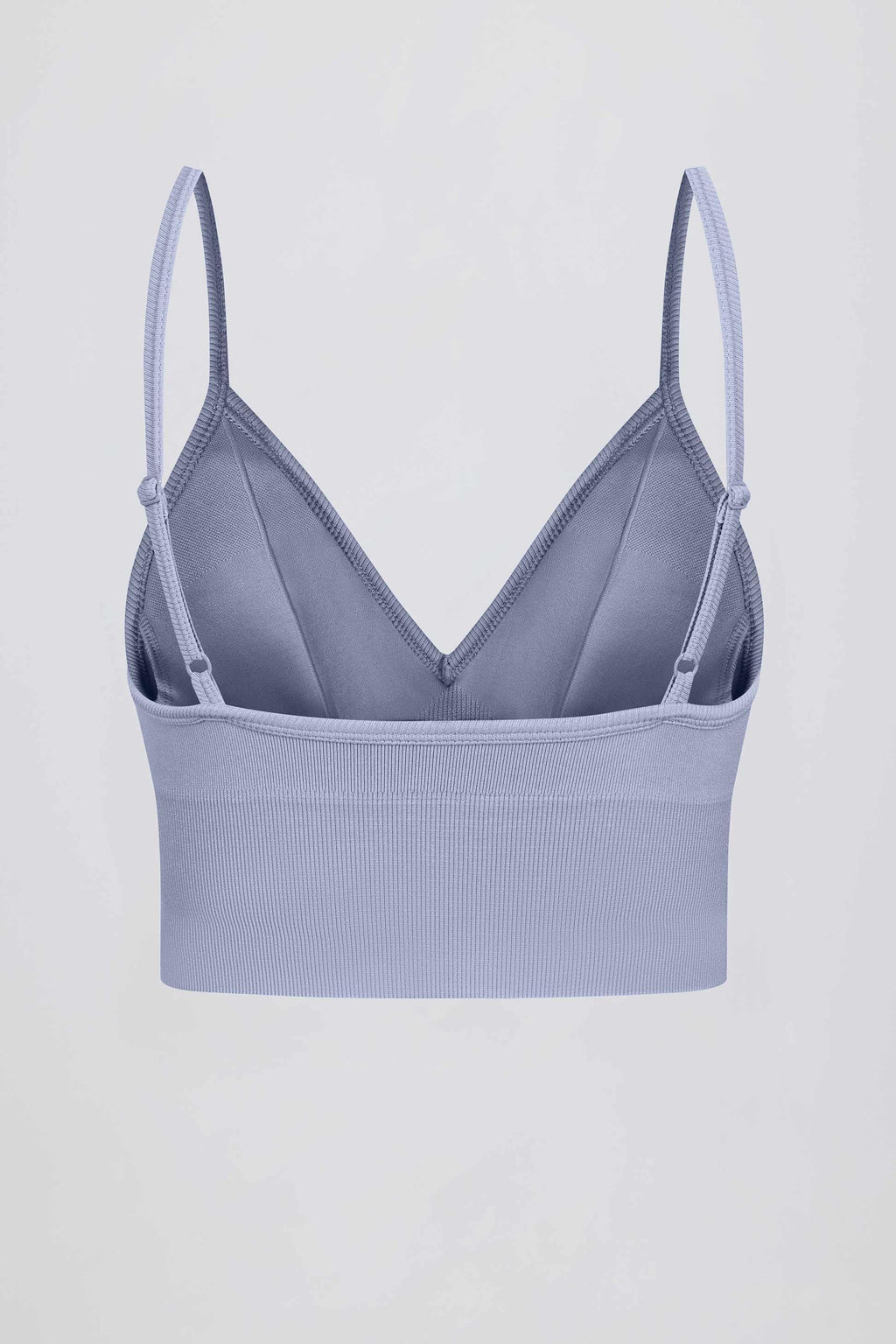 Define Luxe V-neck Sports Bra In Blue Grey