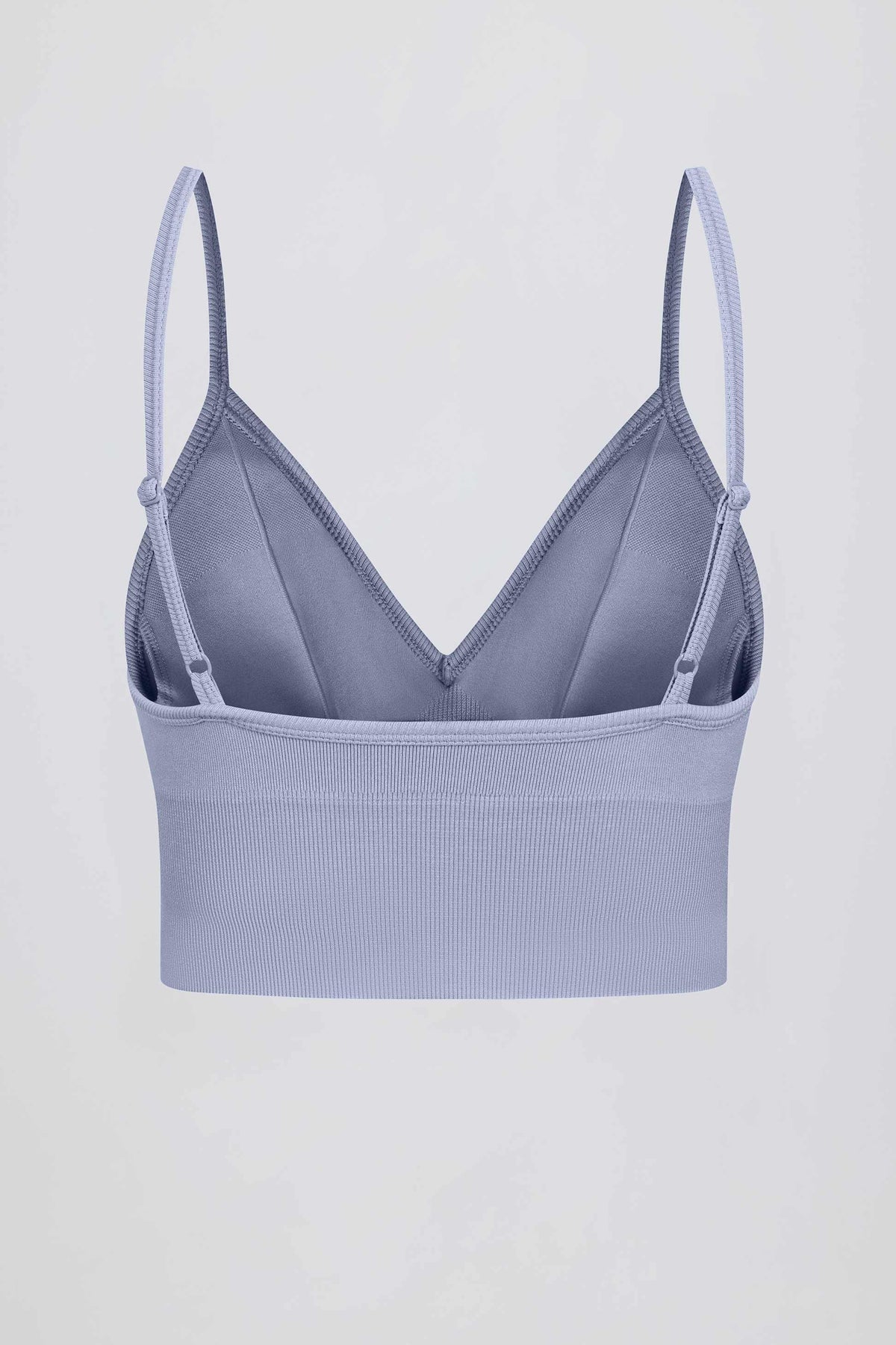 Define Luxe V-neck Sports Bra In Blue Grey