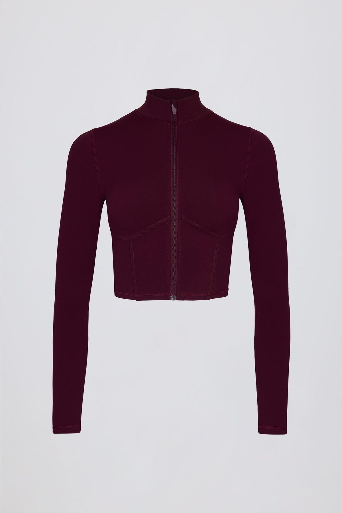 Soft Active Zip-up Cropped Jacket In Burgundy