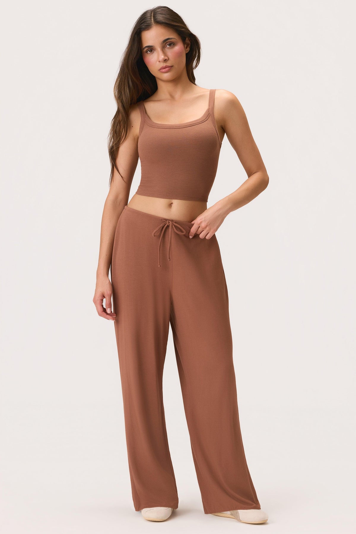 Buttercloud™ Tie-waist Wide-leg Trousers In Cocoa