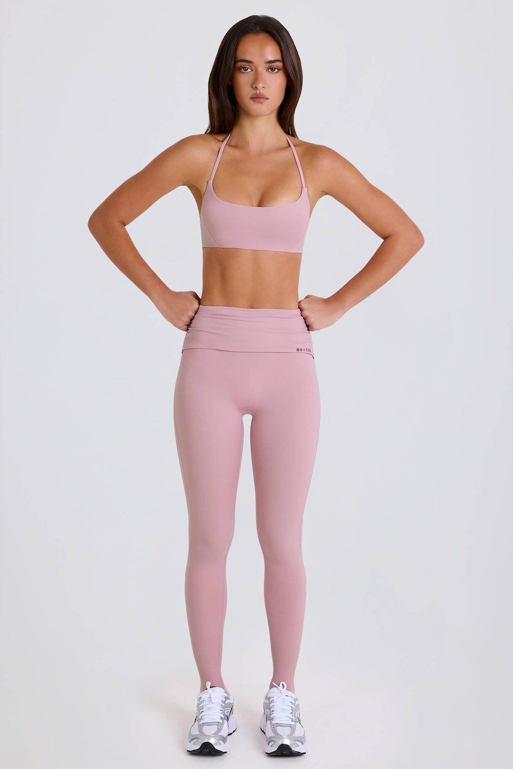 Foldover Mid-rise Stirrup Leggings In Mauve