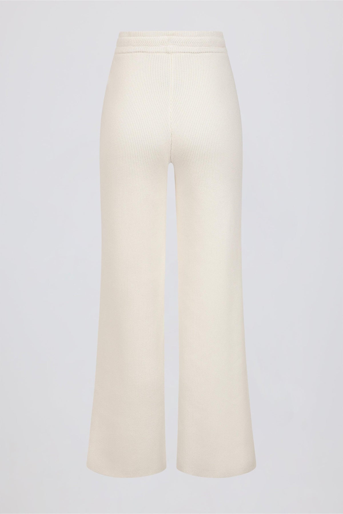 Ribbed-knit Wide-leg Joggers In Ivory