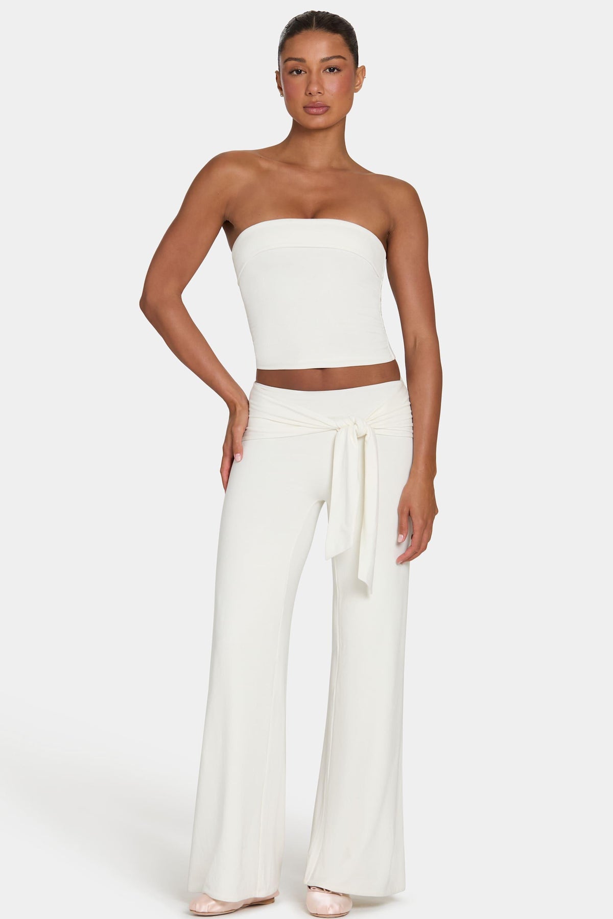 Buttercloud™ Tie-waist Wide-leg Trousers In Coconut