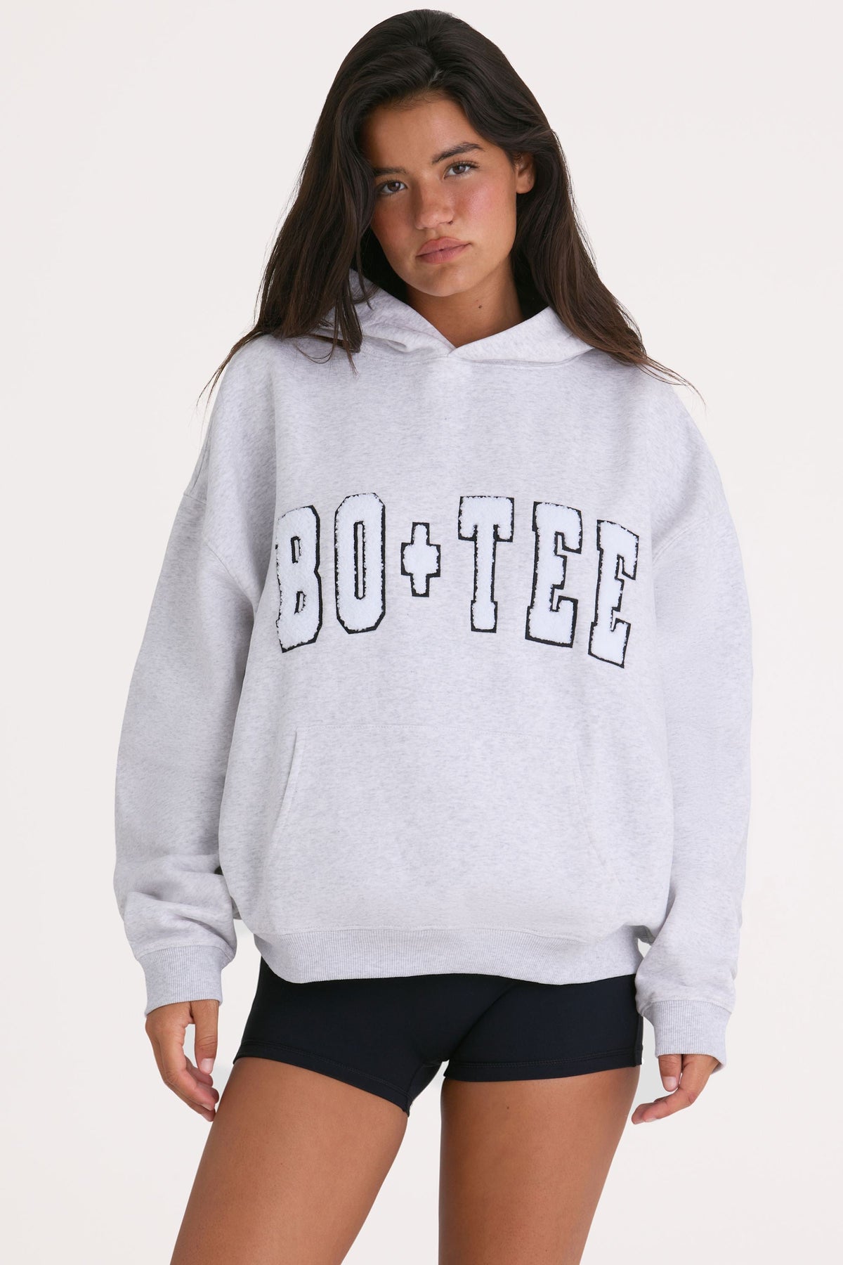 Soft Cotton Jersey Oversized Hoodie In Heather Grey