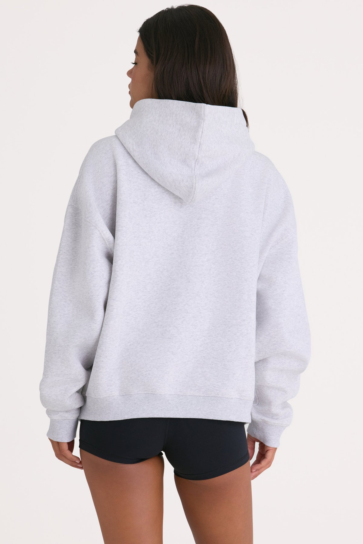 Soft Cotton Jersey Oversized Hoodie In Heather Grey