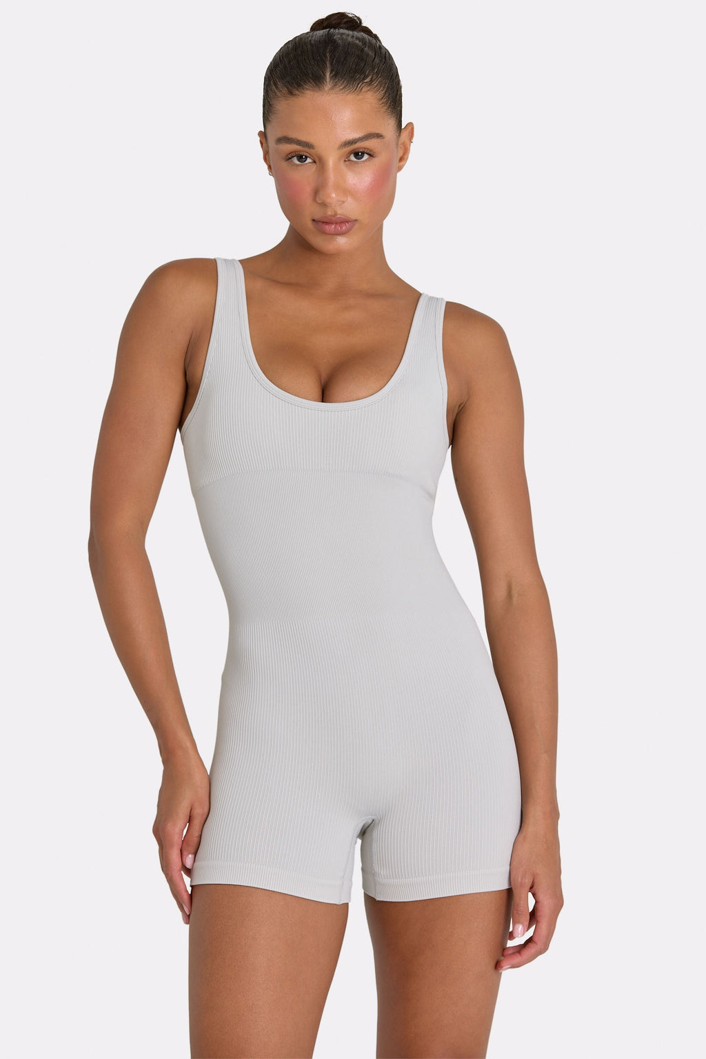 Wide Strap Unitard In Grey