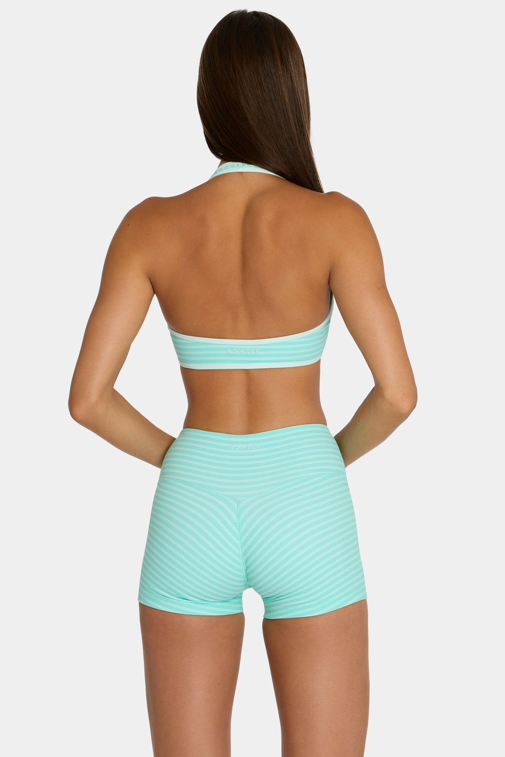 Soft Active Reversible Sports Bra In Aqua Stripe