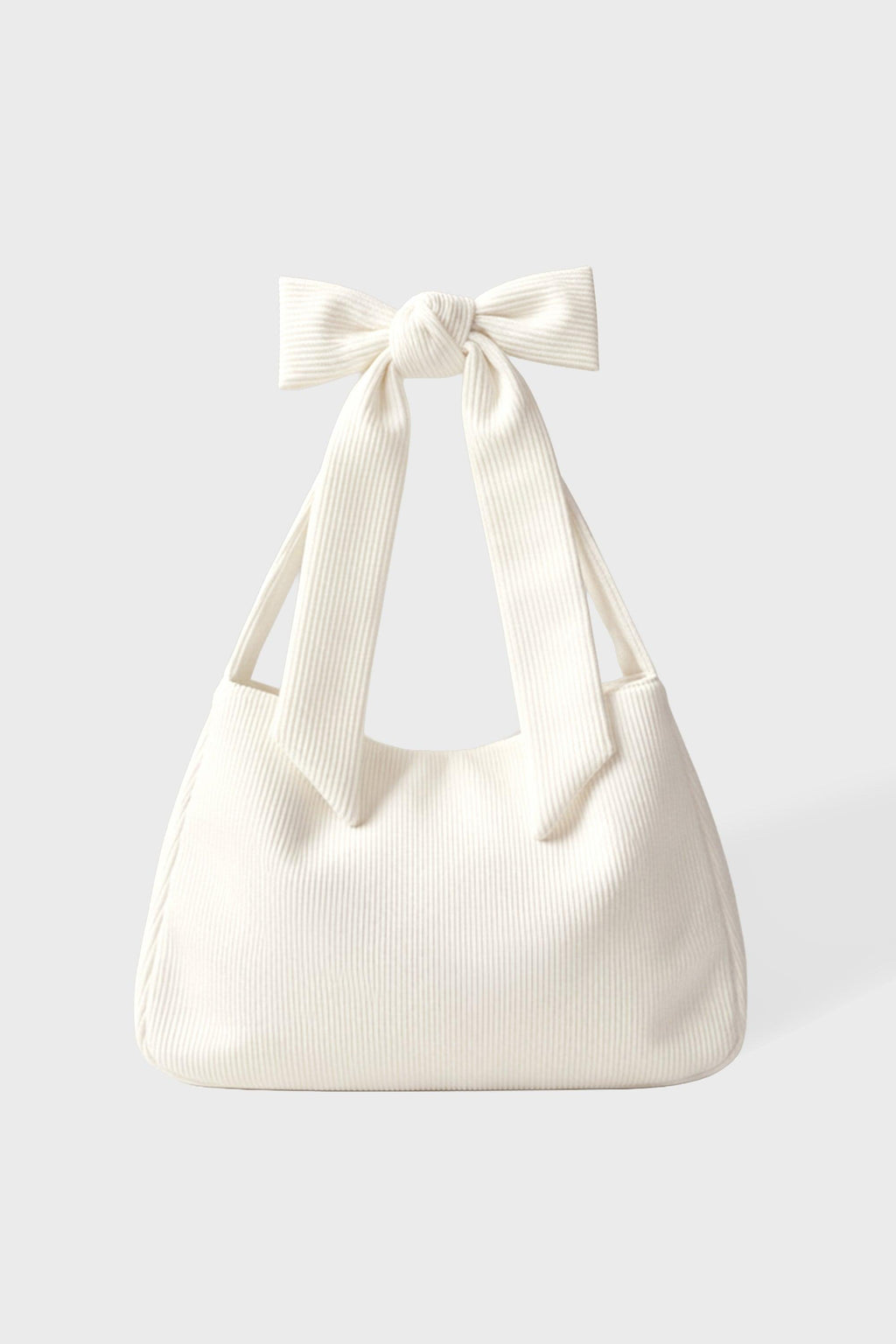 Corduroy Bow Tote Bag In Ivory
