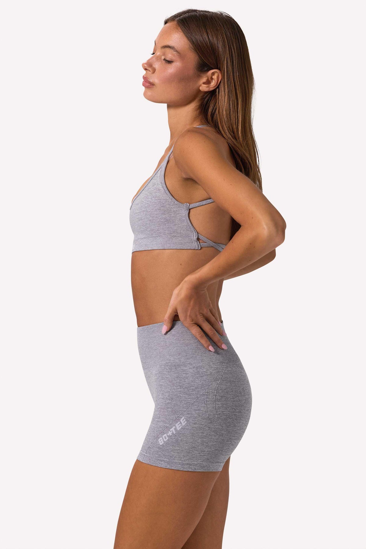 Super Sculpt Seamless Backless Sports Bra In Grey Marl