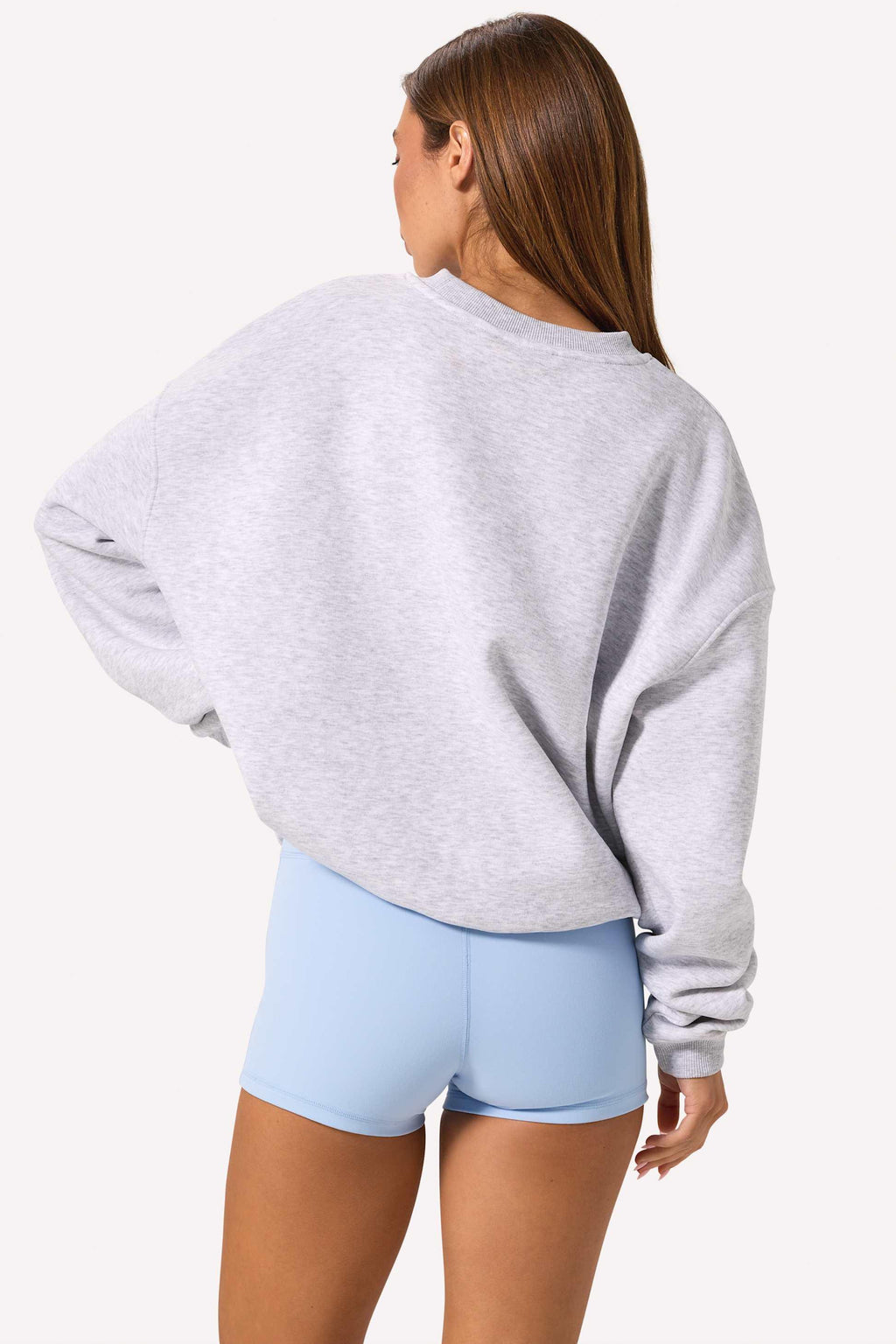 Oversized Crew-neck Jumper In Grey Marl