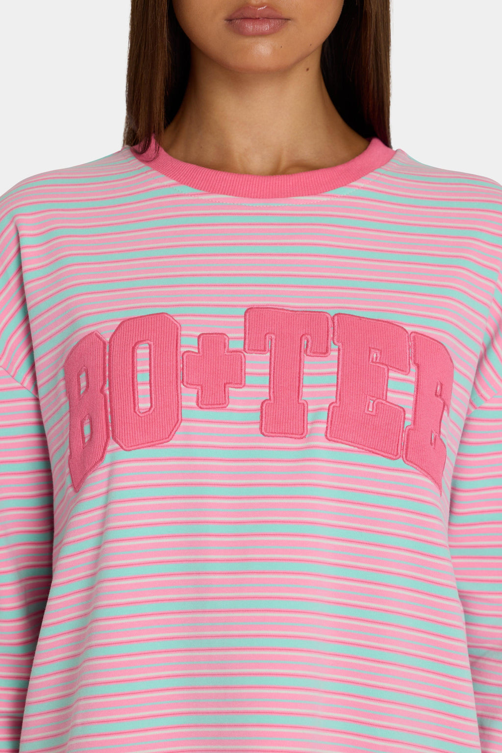 Brushed Jersey Crewneck Sweatshirt In Multi Stripe