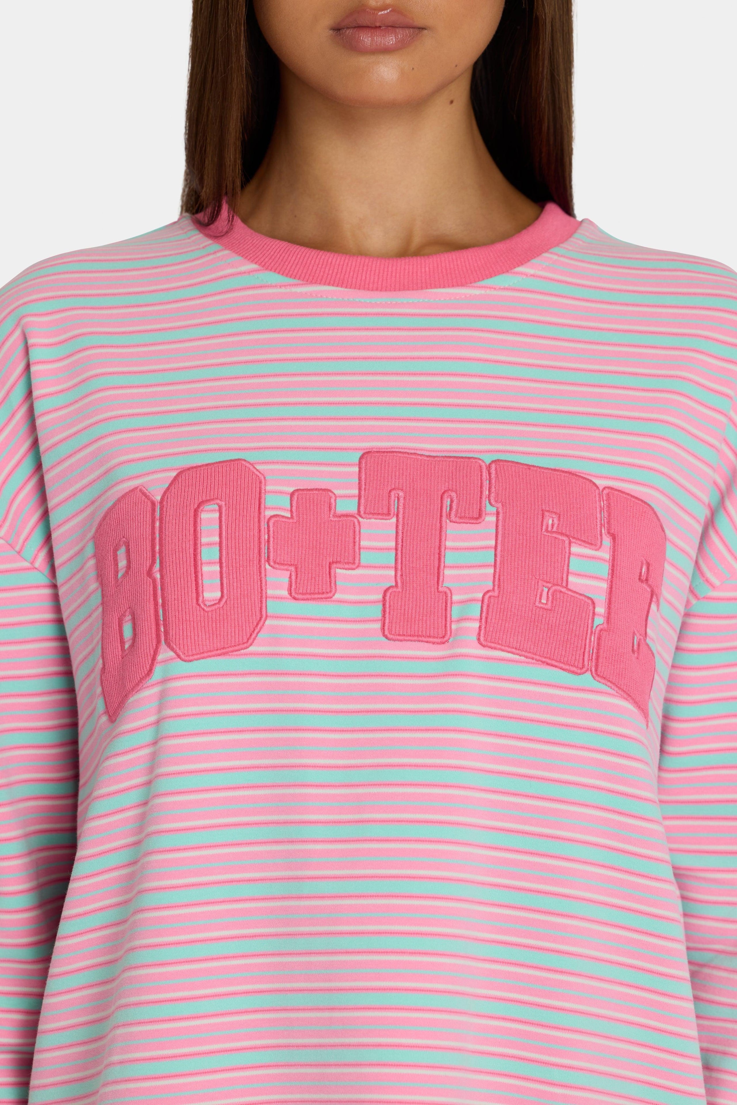 Brushed Jersey Crewneck Sweatshirt In Multi Stripe