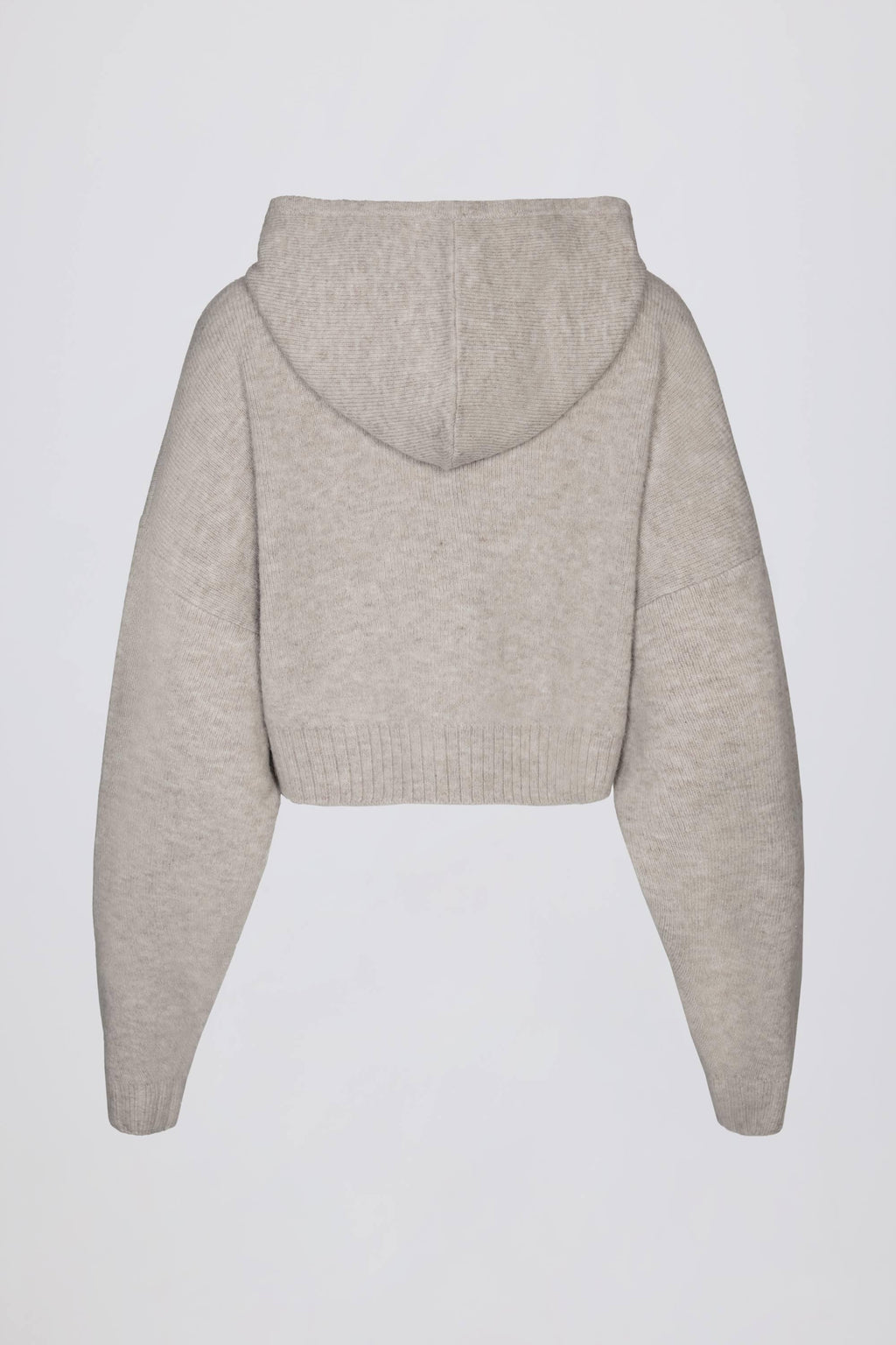 Soft Knit Zip-up Cropped Hoodie In Beige