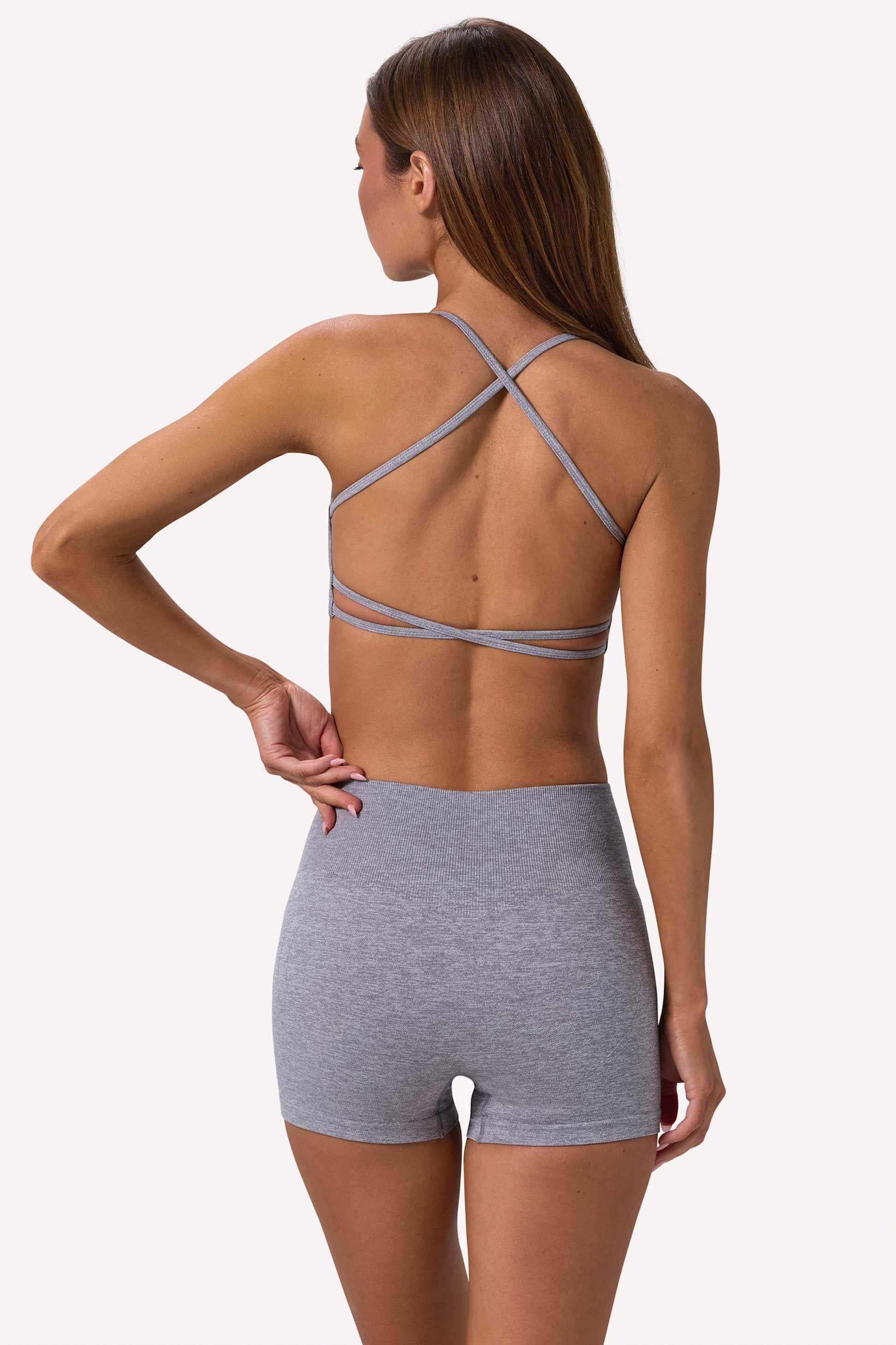 灰褐色超雕塑無縫無背運動文胸