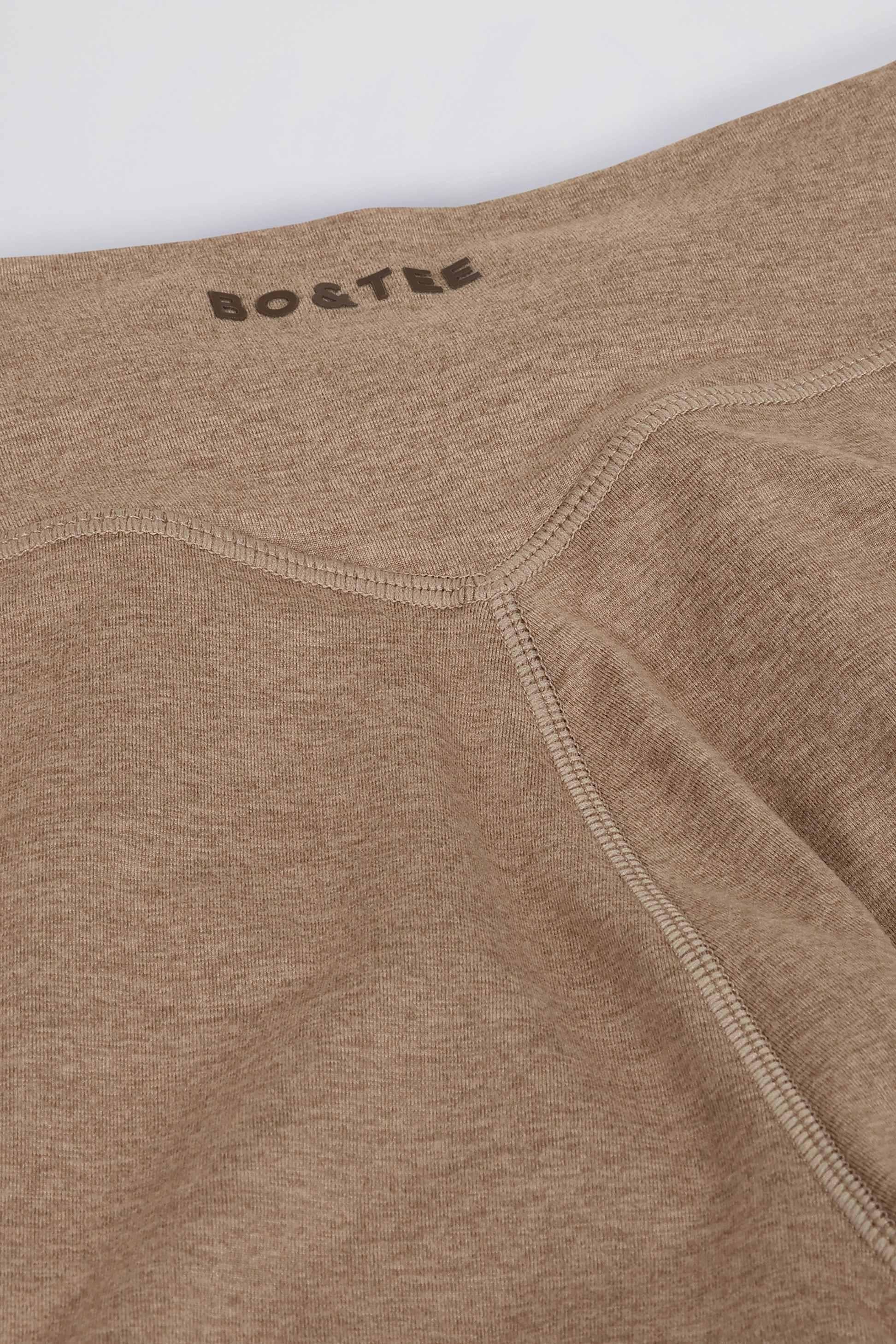 摩卡棕色拉絲針織荷葉邊中腰緊身褲
