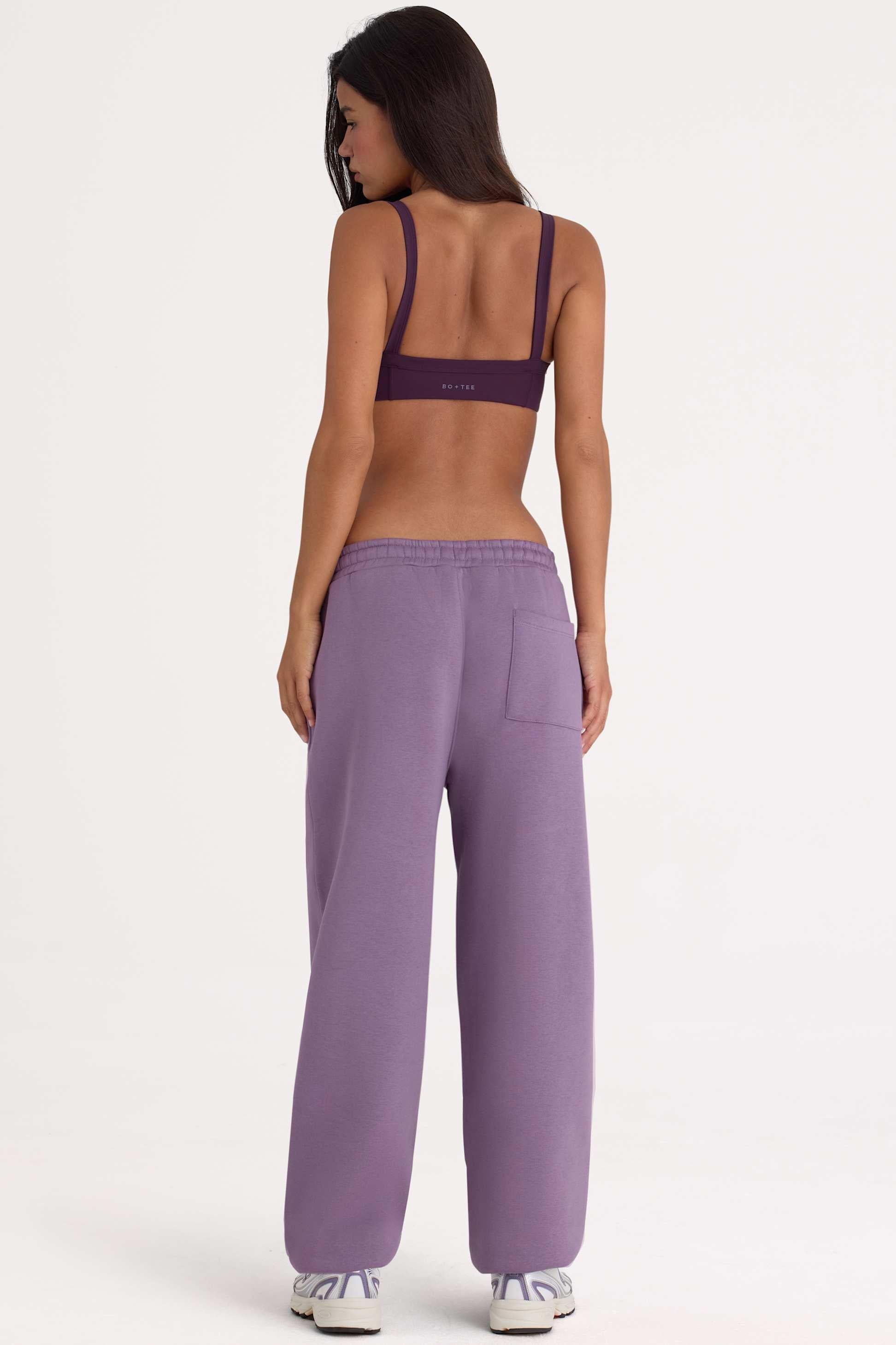 Brushed Jersey Mid-rise Relaxed Joggers In Dusk